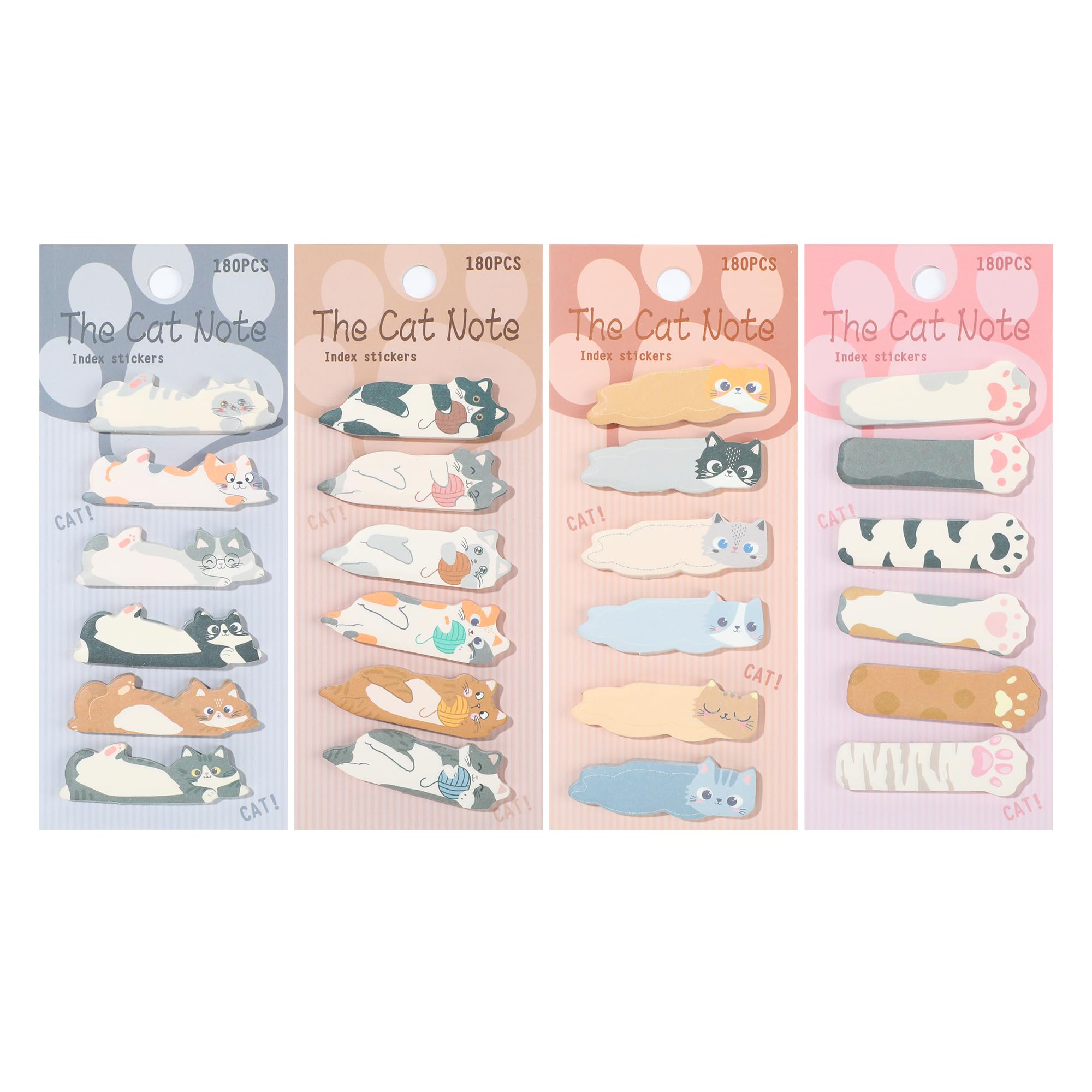 Pineraap 720 Sheets Cute Bookmark Sticky Notes Mini Cat Theme Page Markers Sticky Tabs Cartoon Animal Sticky Index Tabs Self-Adhesive Paper Memo Page Flags Home Office School Supplies