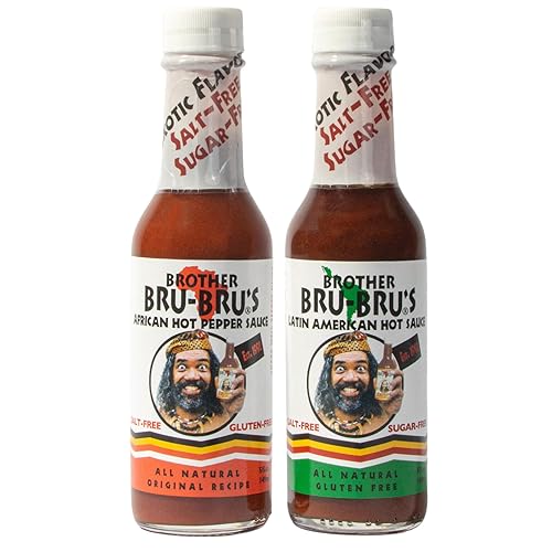 Miniatura 8 de Brother Bru-Bru's Salsa picante, sin sodio, sin sal, sin azúcar, sin gluten, vegana, salsa habanero de pimiento picante africano, condimento y