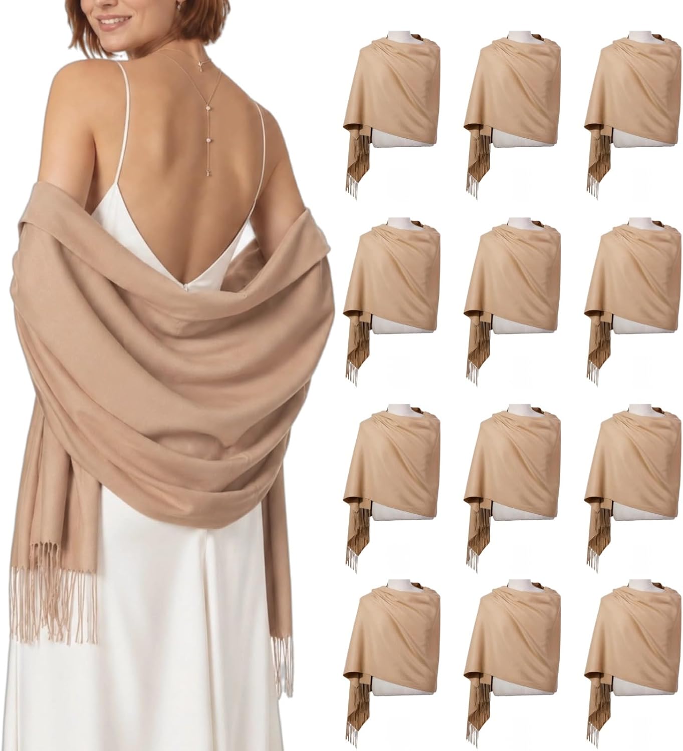 12 Pcs Bulk Wedding Shawl Wraps for Guests Favors Bridal Bridesmaid Scarves