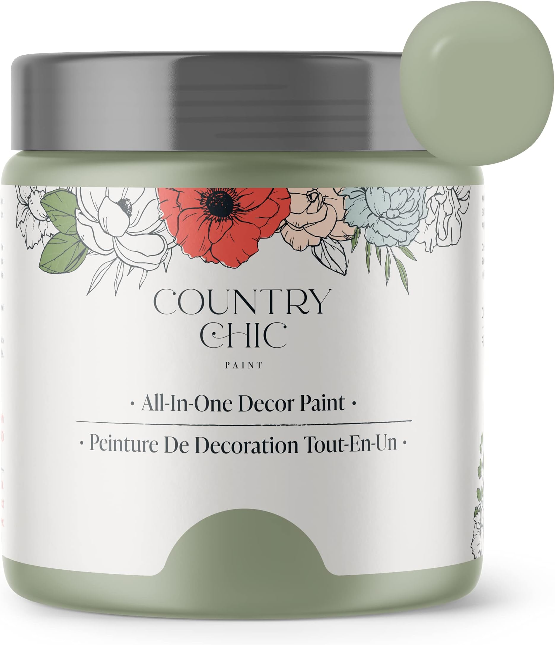 Country Chic Paint Chalk Style Paint - for Furniture, Home Decor, Crafts - Eco-Friendly - All-in-One - No Wax Needed (Sage Advice [sage Green], Pint (16 oz))