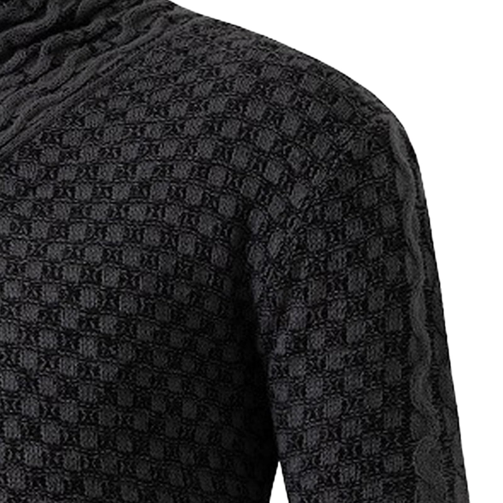 Maglione da uomo a collo alto a maniche lunghe in maglia con collo a scialle | Slim Fit Designer,Felpa di base,Collare con fibbia in pelle sciarpa,Maglione vestibilità regolare per l'inverno