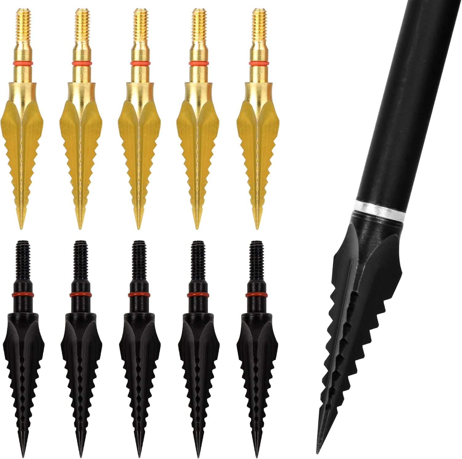 The7boX 10Pcs Archery Broadheads Hunting Arrow Heads Suitable for Recurve Bows Compound Bows