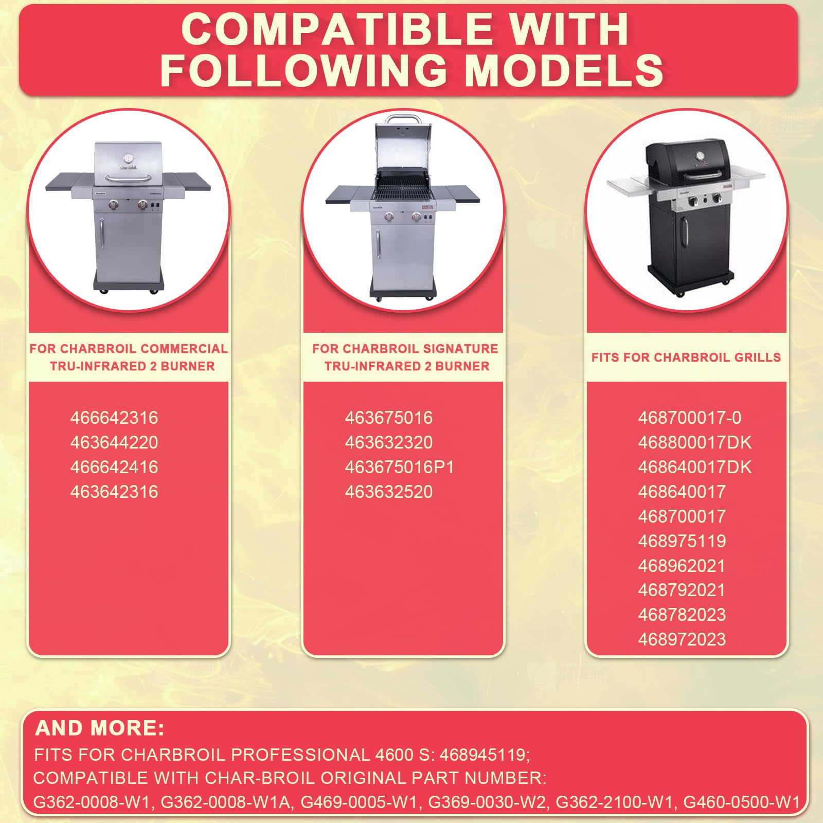 Full-Size Griddle Inserts for Charbroil Commercial Tru Infrared 463642316 463644220 463675016 463245518 463632320 466642316 Replacement Parts, Flat Top Griddle for charbroil G362-0008-W1 G362-2100-W1