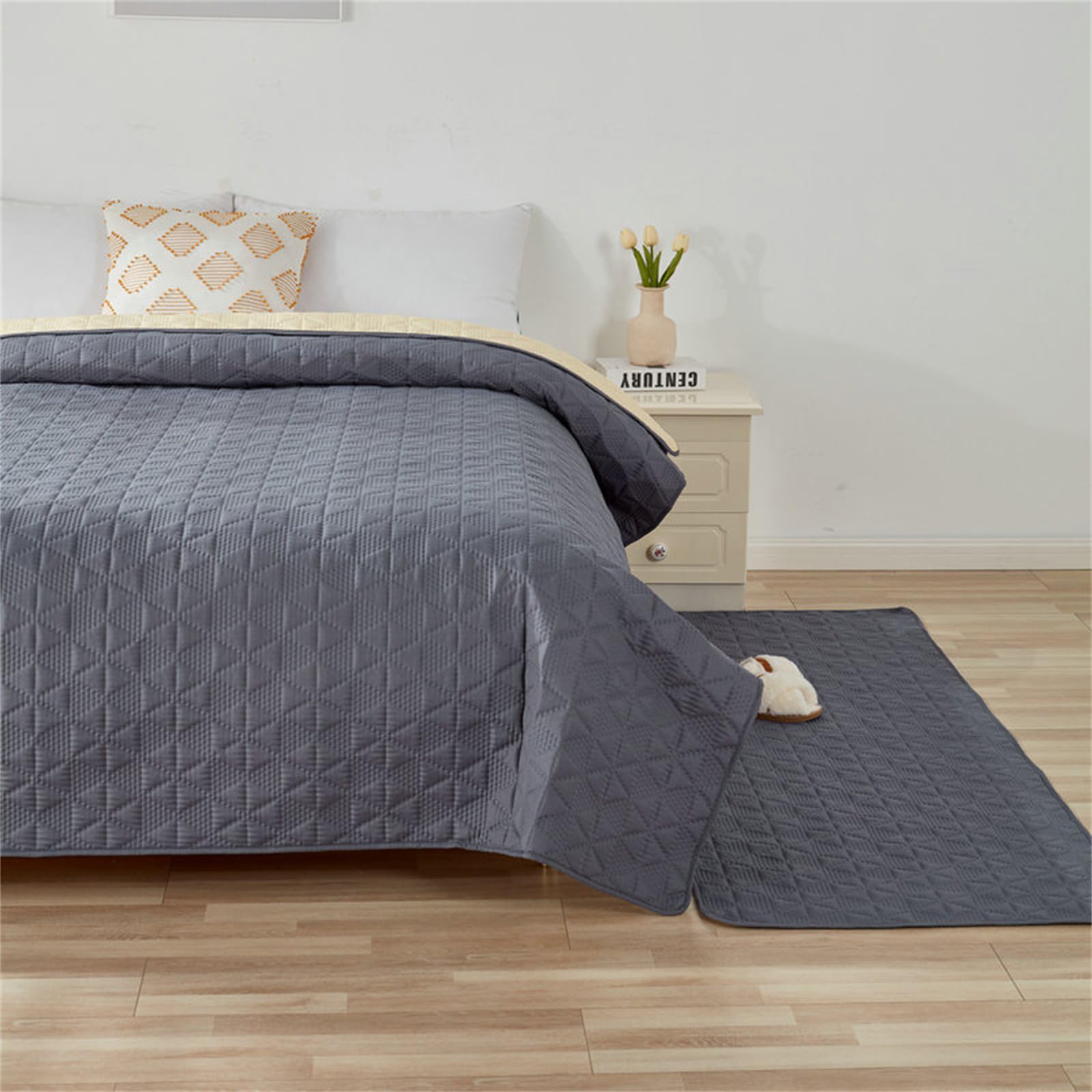 Lukery 2 Stück Wickelunterlage Waschbar für Hunde, Welpenunterlagen Wiederverwendbare Matten Trainingspads für Hunde Schnell Absorbierend für Laufstall/Autositz/Sofa (52 * 82 in,Grau)