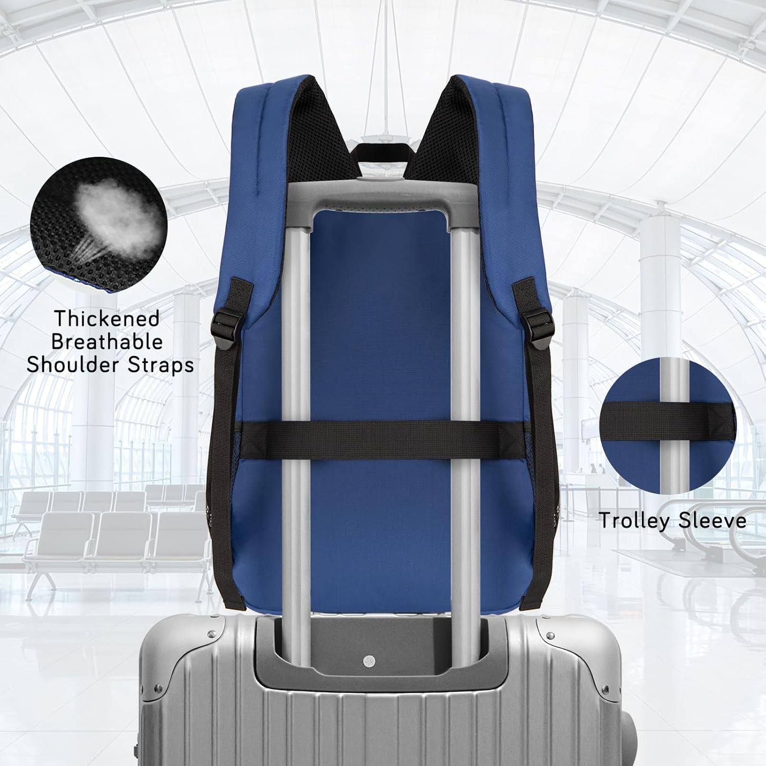 Goloni Lightweight Laptop Backpack 1.1Lbs, 36L Wear-Resistant Water Resistant Backpack with Laptop Compartment for Men Women, College Work Travel Bookbag,Blue