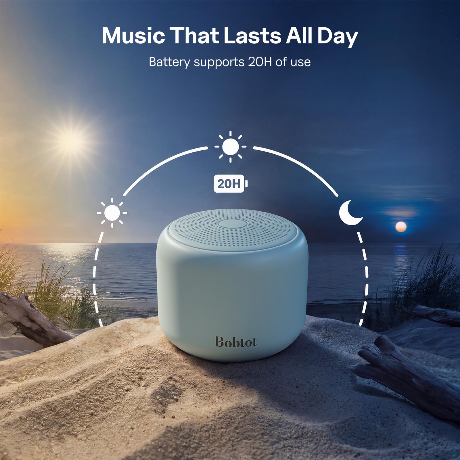Bobtot Altoparlanti Bluetooth portatili con cinghia, facili da trasportare, mini altoparlante wireless IPX5 impermeabile con suono stereo forte, 15 ore di riproduzione, batteria ricaricabile,