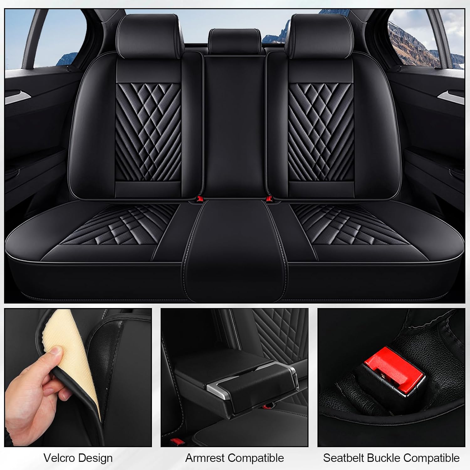 Car Seat Cover Fit for VW Tiguan 2009-2024,5-Seats Breathable and Wear Resistant Seat Cushion, Premium Nappa Leather Car Seat Protector(Full Set, Black)