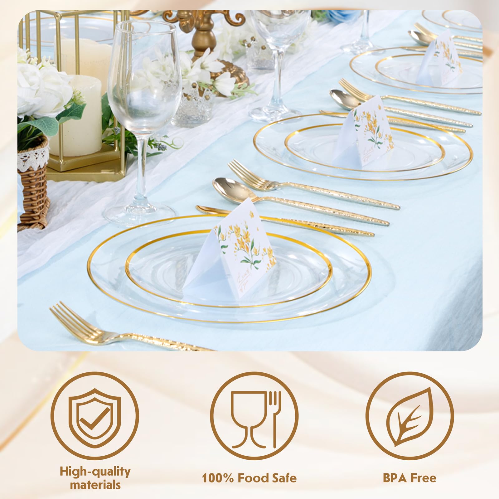 Gold Rim Disposable Plates - Party & Wedding Plates -9 Gold Rim Disposable Plates - Party & Wedding Plates -9