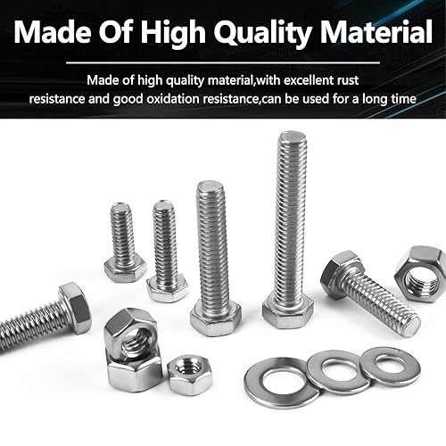 Miniatura 4 de Kit de 104 tornillos y tuercas de acero inoxidable 304, juego surtido de pernos y tuercas hexagonales, 14-20,516-18,38-16,15 tamaños de tornillos de