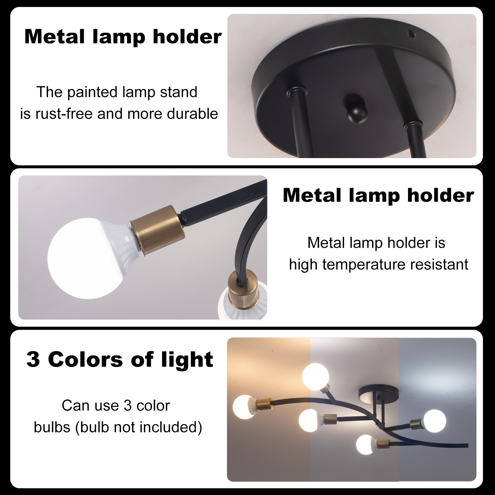 Lampadario Camera Da Letto Industrial, E27 Plafoniera Soffitto Vintage Sputnik, Illuminazione Per Interni, Soggiorno, Cucina, Pranzo, Ufficio, 6 Luci Nero/Oro 86cm (Lampadina Non Inclusa)