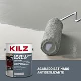 Pintura acrílica de la marca KILZ para piso de garage y hormigón, con 1 parte de epoxi, satinada, gris plateado, 1 galón, L377611
