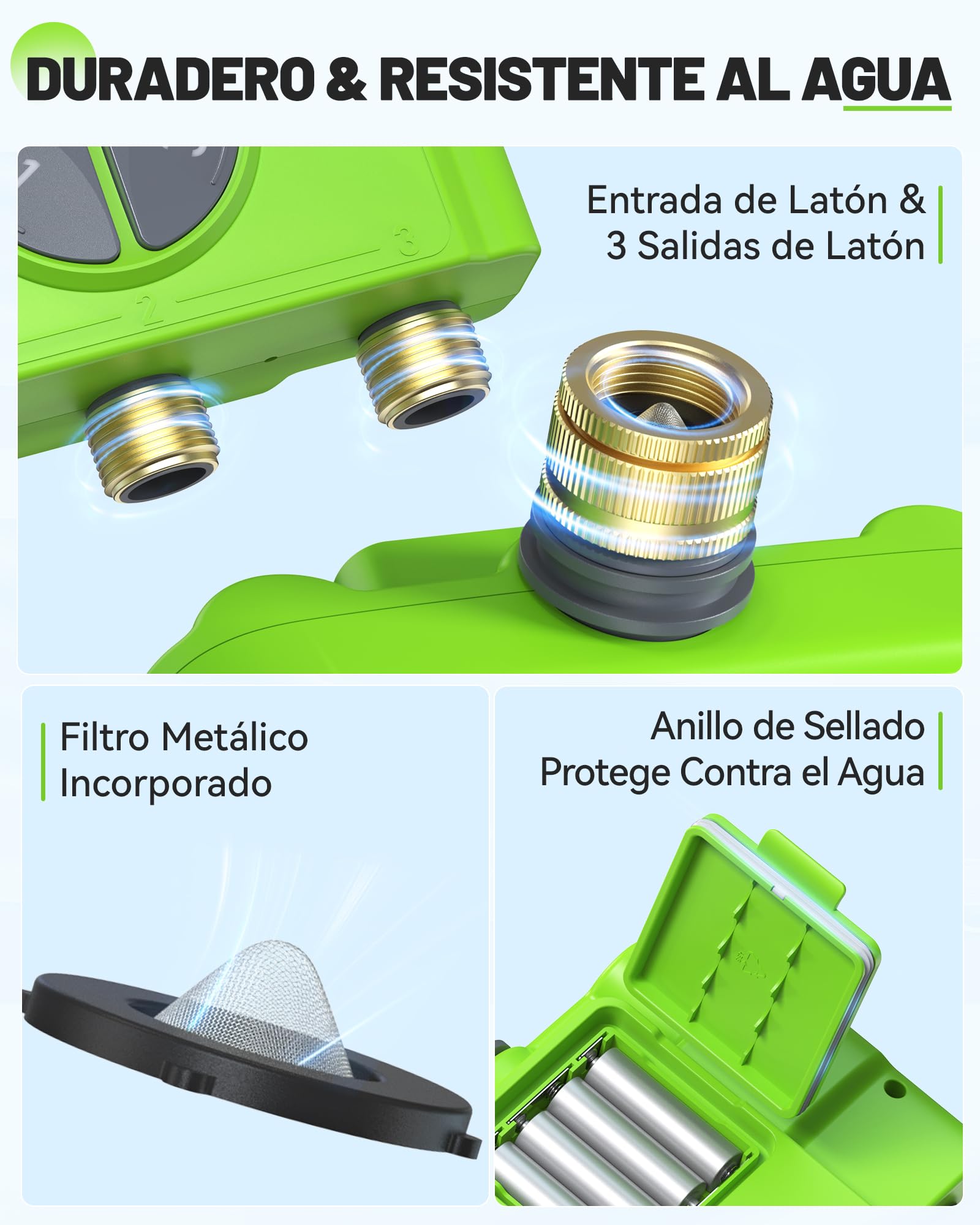 RAINPOINT Programador Riego WiFi 3 Zonas con Hub, Programador Riego Automático WiFi, Entrada de Latón, Control por App y Voz, Retraso de Lluvia Automático para Jardín y Césped