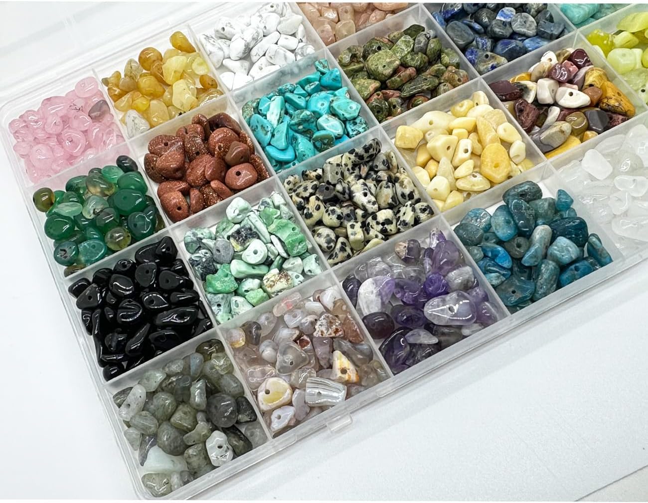 Gemstone Chips Beads DIY Jewelry Making, Healing Engry Crystals Polishing Crushed Irregular Shaped Beads with Box(24 Colors-2) - Image 4