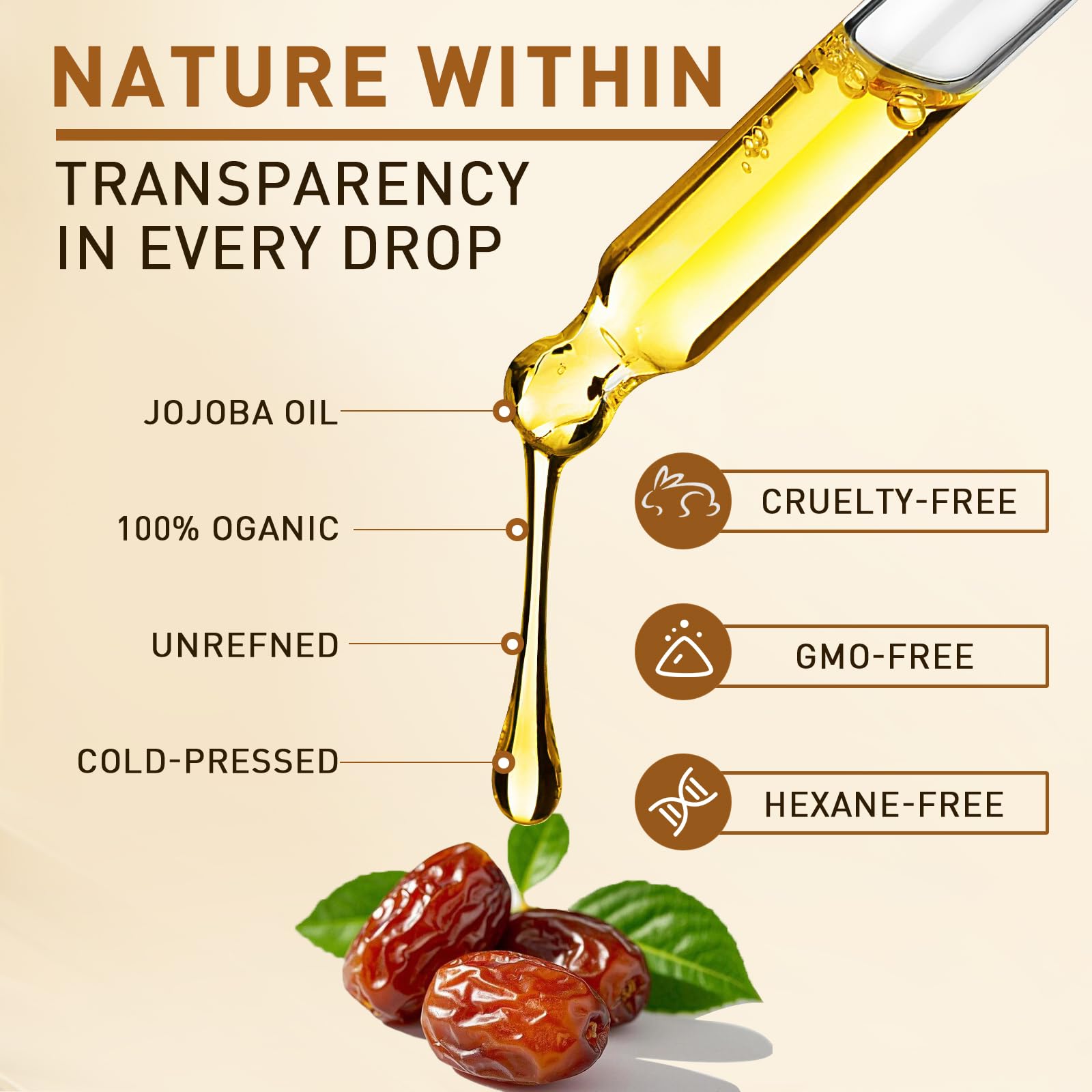 LABJD Organic Jojoba Oil 1.69 oz, 100% Natural Jojoba Oil for Hair, Skin, Face and Nails | Cold Pressed Unrefined, Glass Bottle, Hexane Free, Deep Moisturizing Body Oil