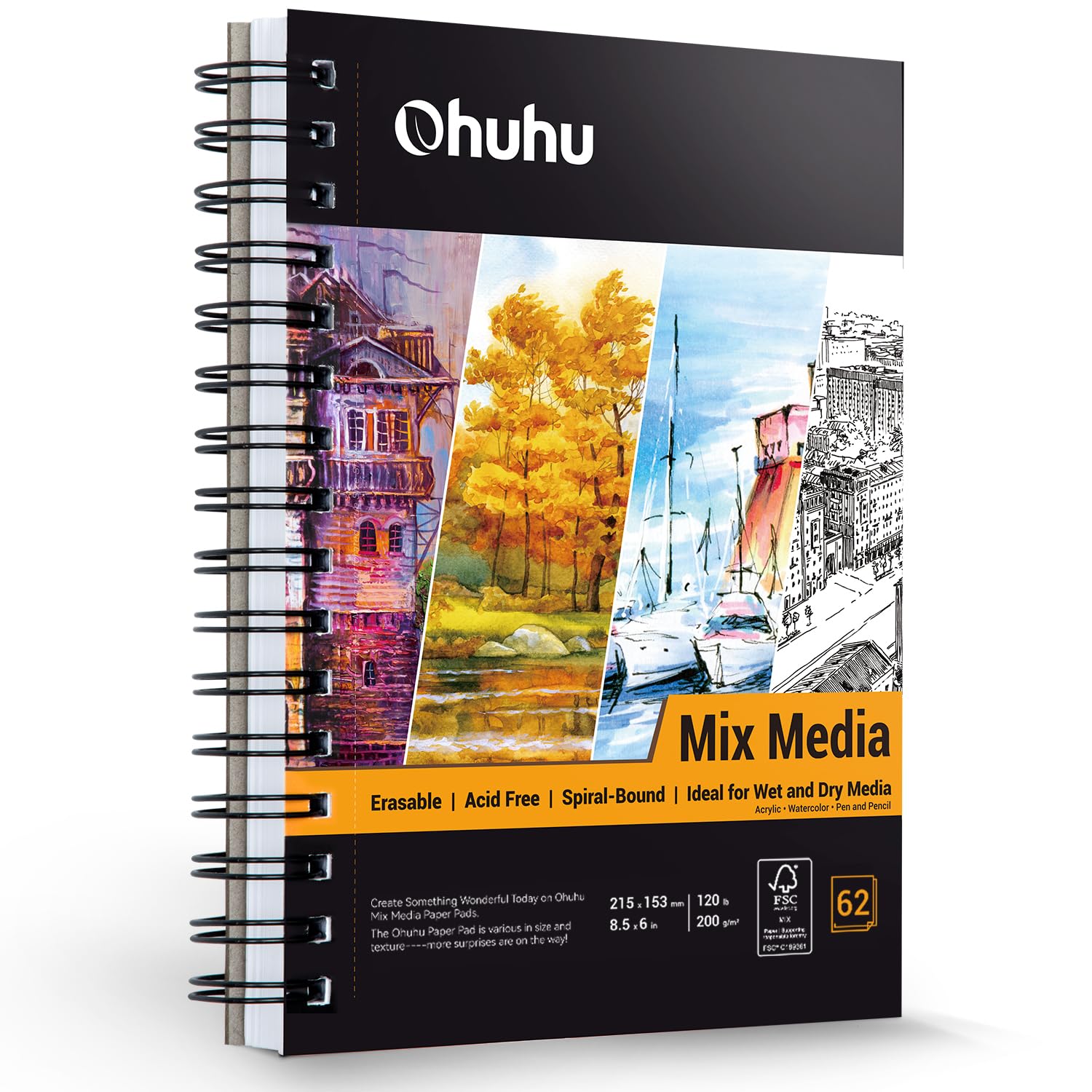Amazon.com: Mix Media Pad, Ohuhu Mixed Media Art Sketchbook