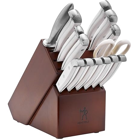 HENCKELS Statement Razor-Sharp 15-Piece White Knife Sets for Kitchen