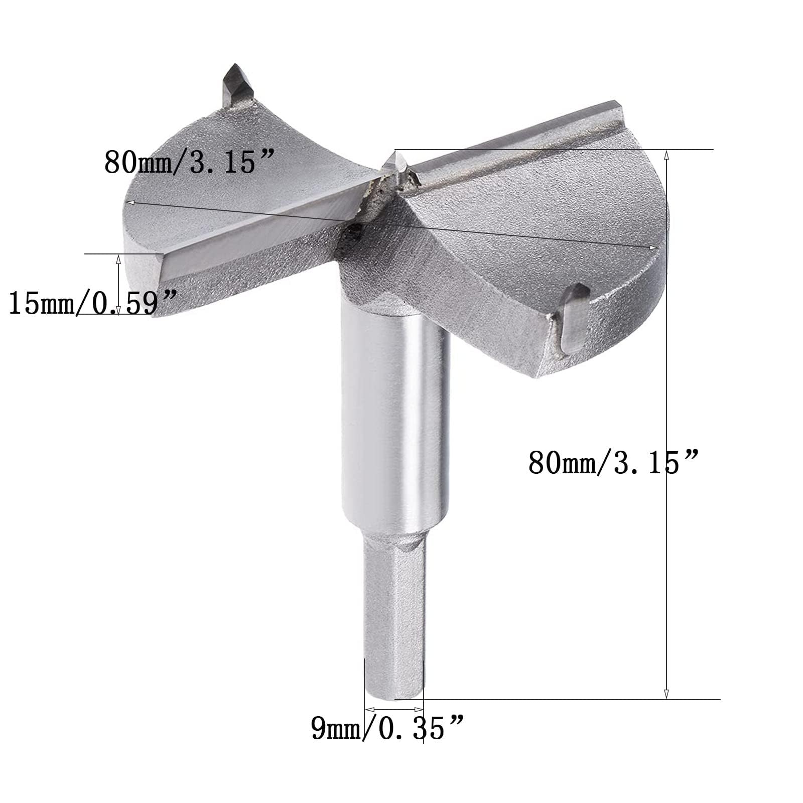 TOP-VIGOR 80mm Forstner Drill Bit, Tungsten Carbide Wood Auger Drill Bit Hole Saw Opener for Woodworking Hinge Hole Drilling Boring Bit Cutter Grey - Image 2