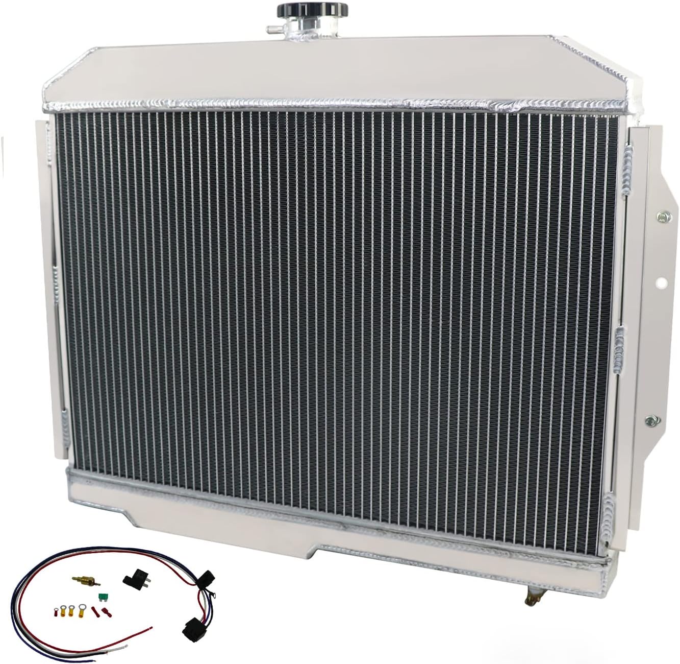 3 Row Aluminum Radiator For 1968-1974 AMC Javelin & 1968-1970 AMC AMX l6 V8 GAS + Shroud + Fan + Relay