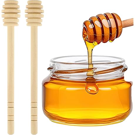 2 Pack 6 Inches Wooden Honey Mixing Stirrers Mini Jam Stick