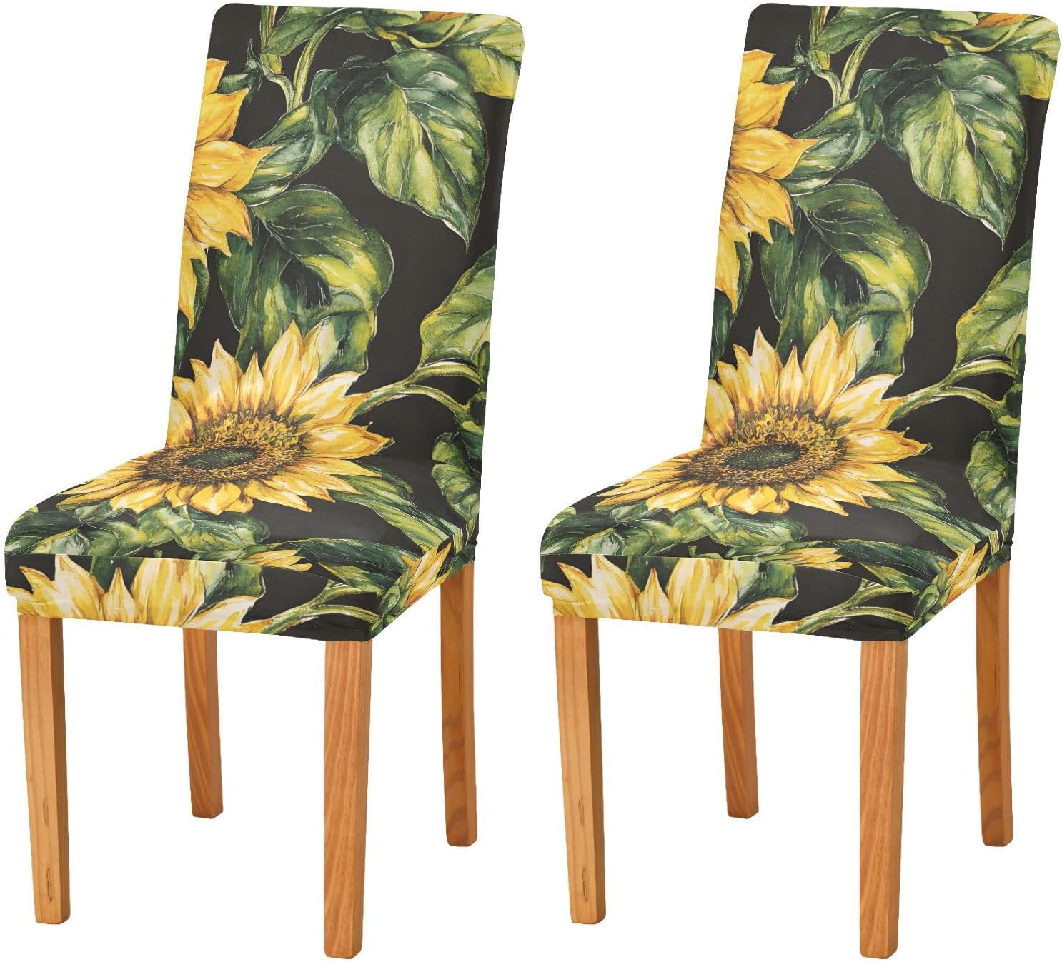xigua 4pcs Sunflower Dining Chair Covers, Soft Stretch Removable Washable Chair Cover for Kitchen,Hotel, Home Decor