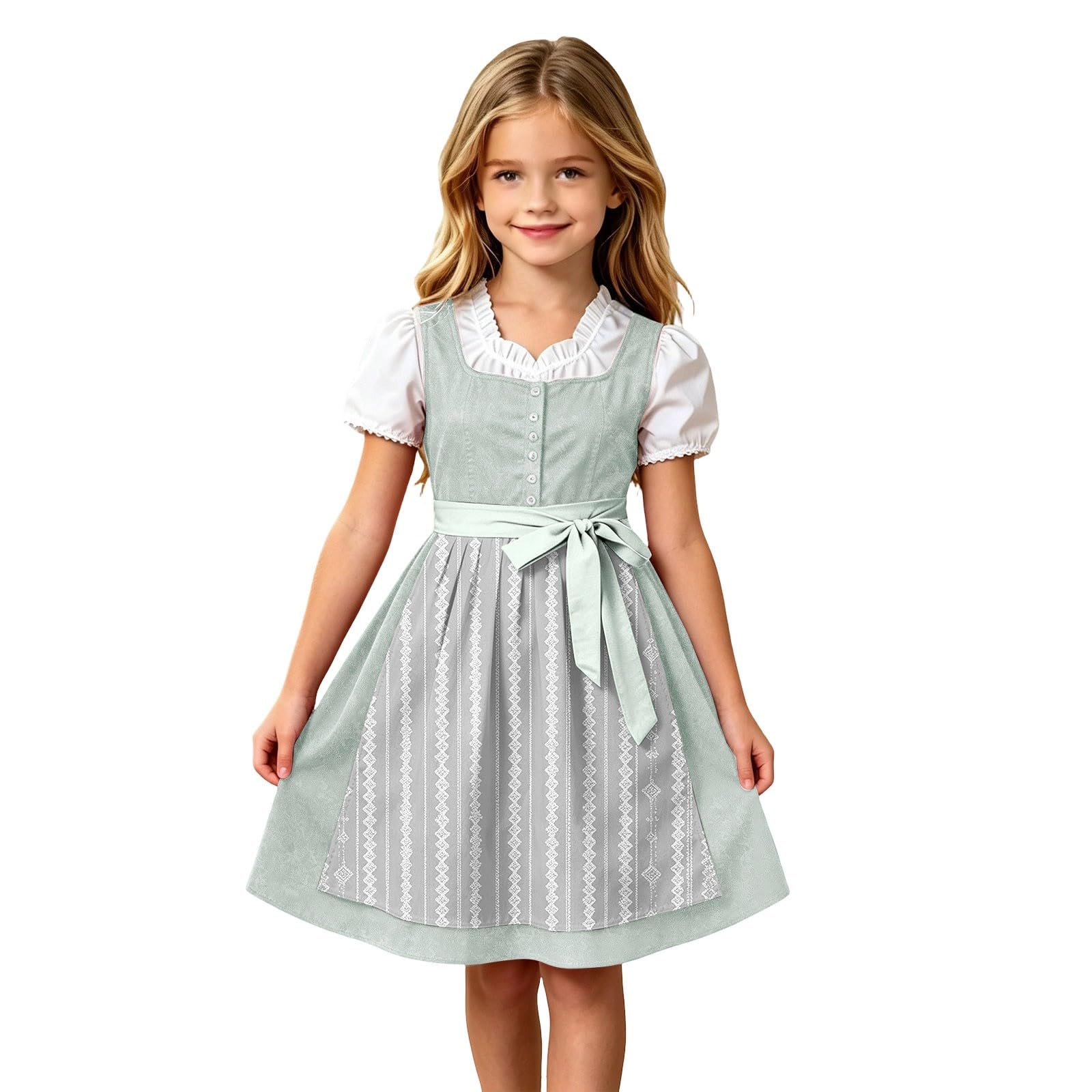 Girls Oktoberfest Costume Bavarian Beer Festival Dirndl Dress with Apron