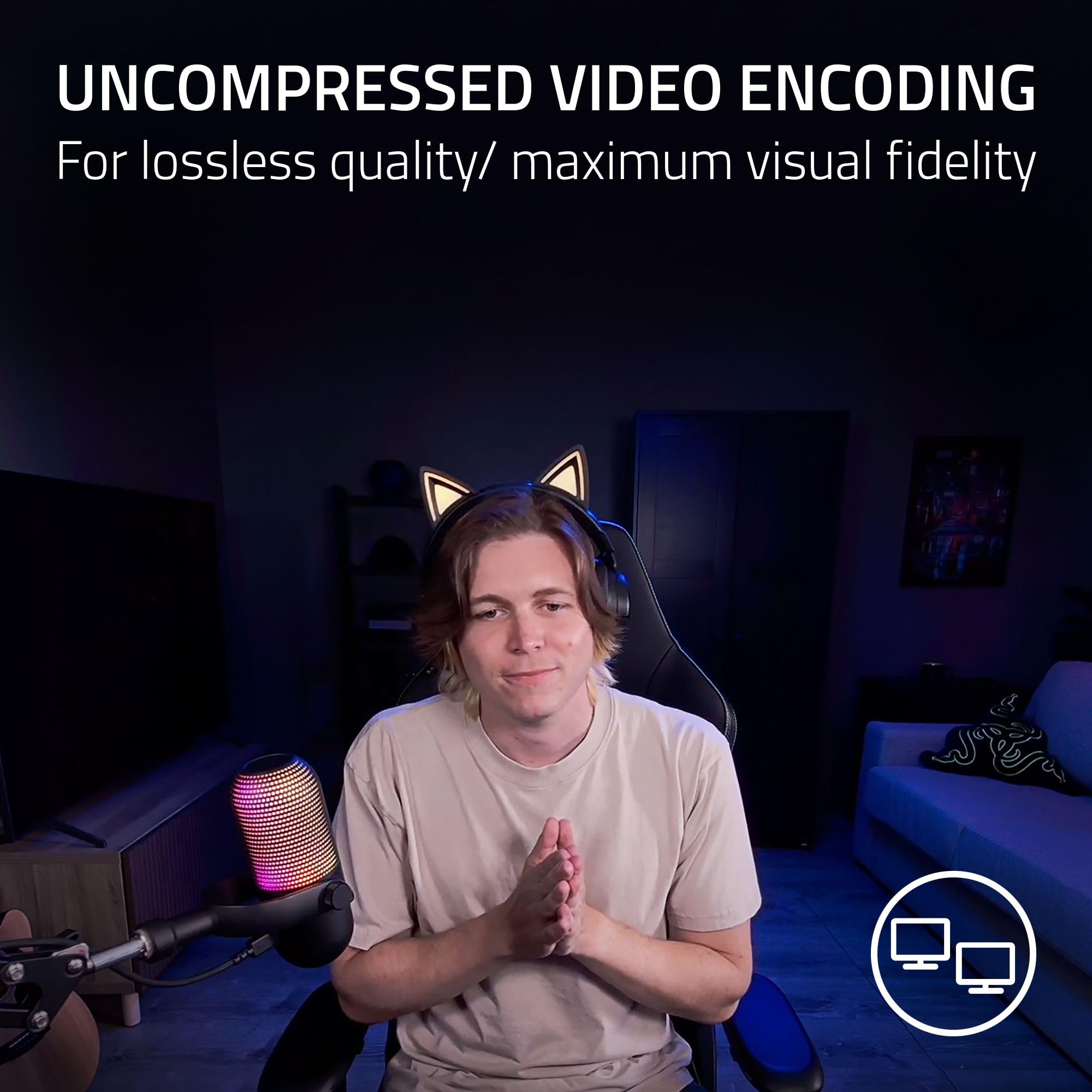 Razer Kiyo V2 - Webcam in streaming: 4K 30 fps, 1080p 60 fps – inquadratura automatica alimentato da IA – microfono integrato – obiettivo angolare ultra ampio – protezione della privacy – Funziona con