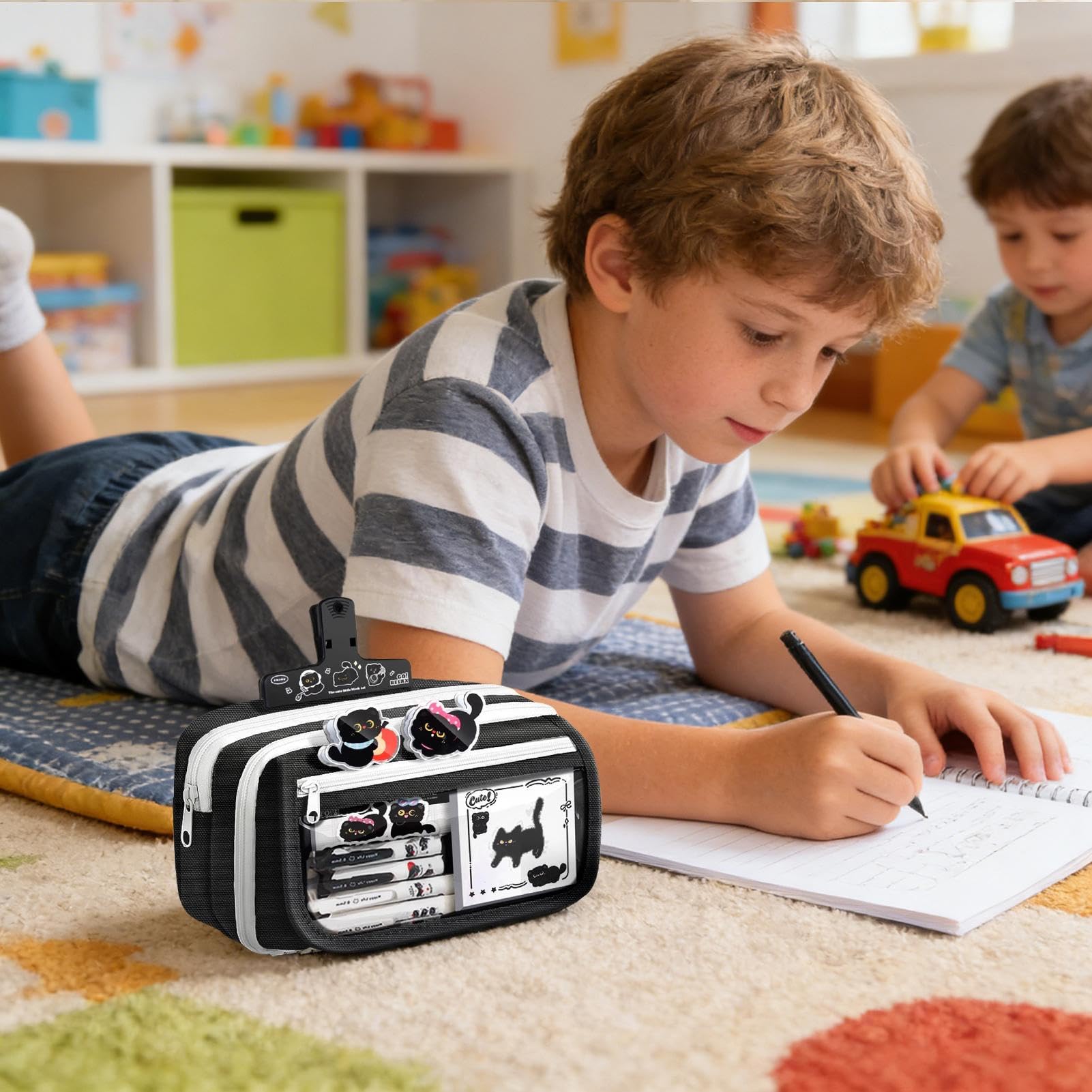 Astuccio scolastico completo – Forniture di cancelleria gatto nero per la scuola – astuccio di archiviazione grande capacità per penne e – per adolescenti studenti ufficio casa scuola regalo