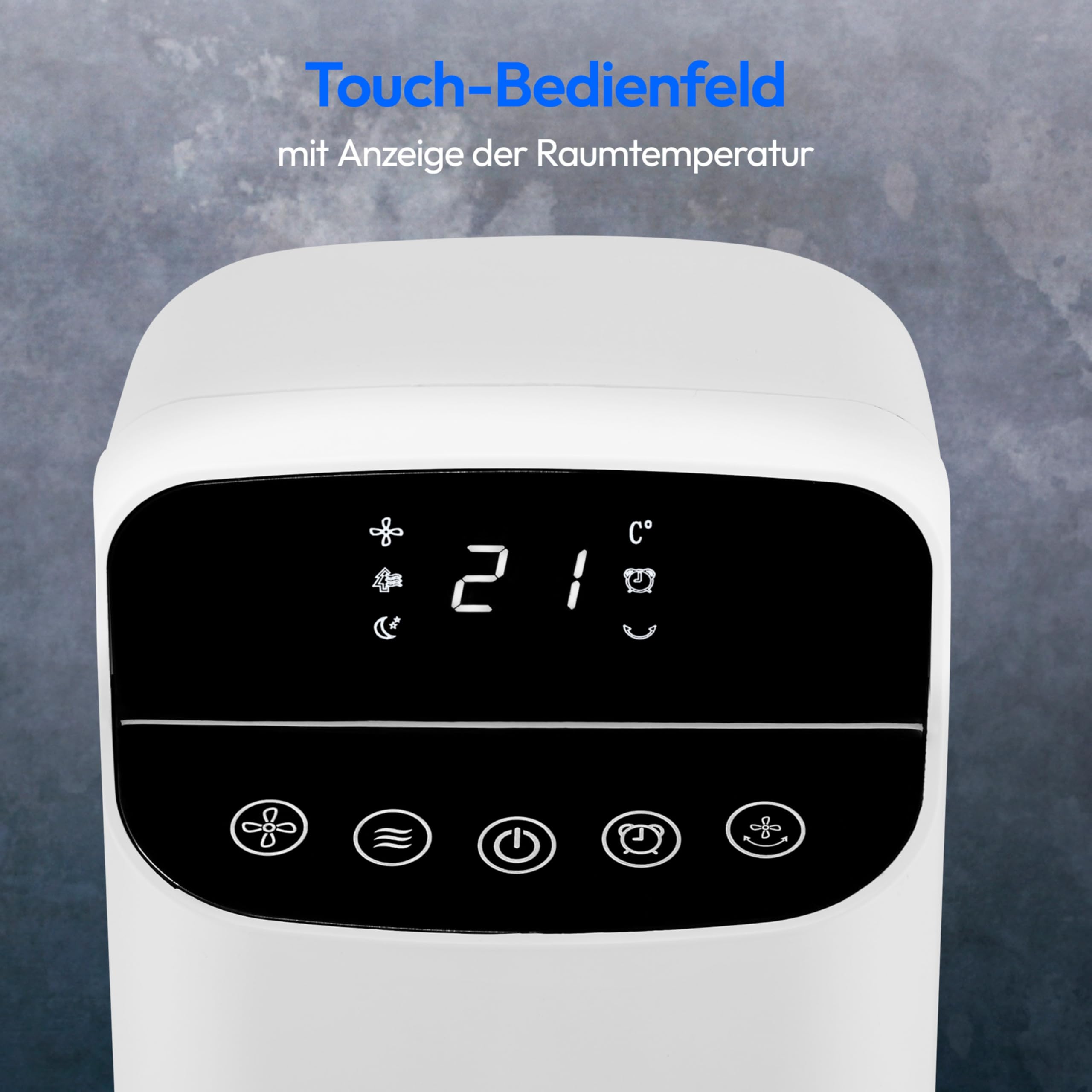 MEDION P15 TF Turmventilator mit Fernbedienung (5 Geschwindigkeitsstufen, leiser Schlafmodus, 45 Watt Leistung, Automatische 80° horizontale Oszillation, LED Display, MD10809) weiß