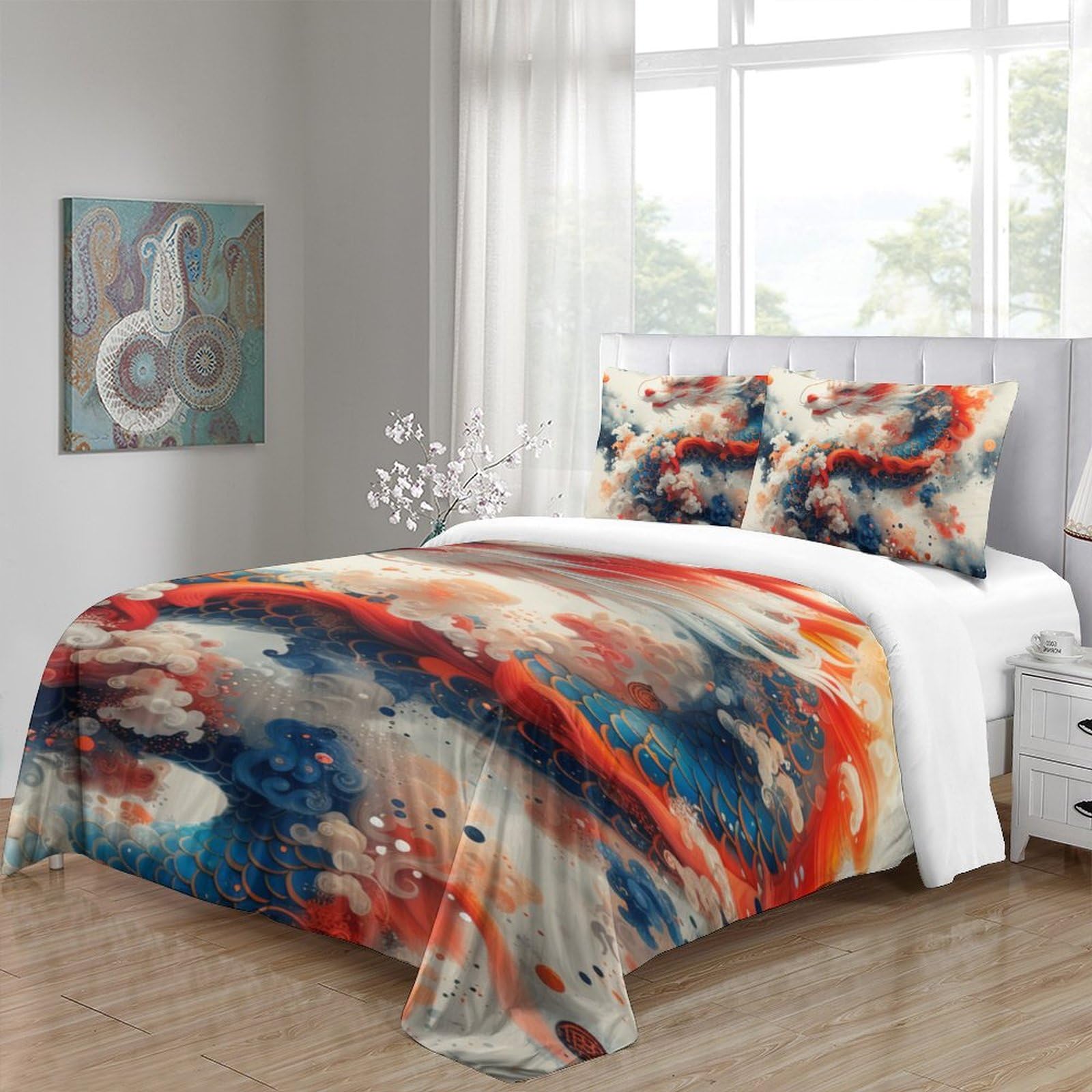 Housse De Couette - Microfibre - 240x260 Cm - Multicolore - 2 Taies D'oreiller 65x65 Cm