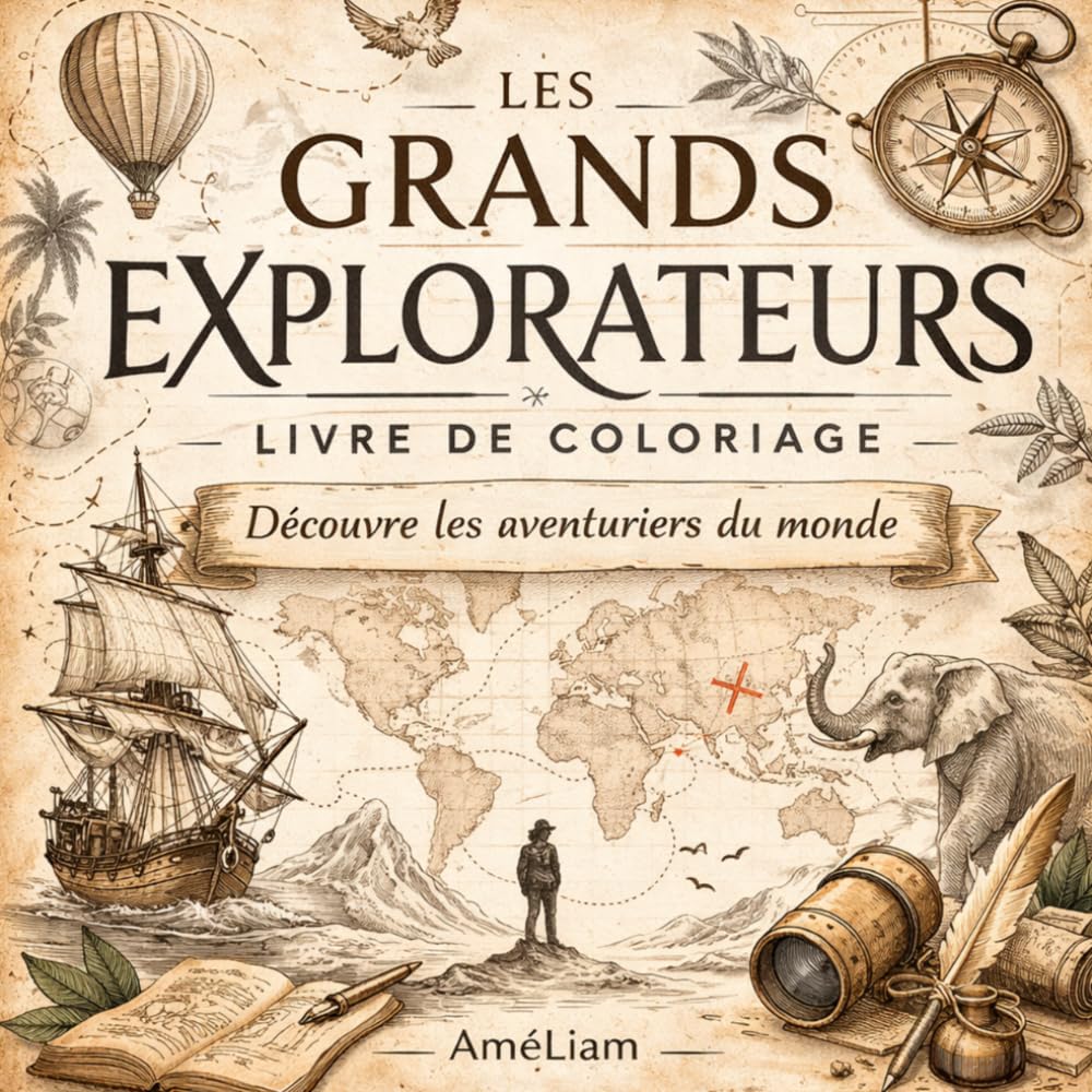 Les Grands Explorateurs: Livre de coloriage. Découvre les aventuriers du monde.