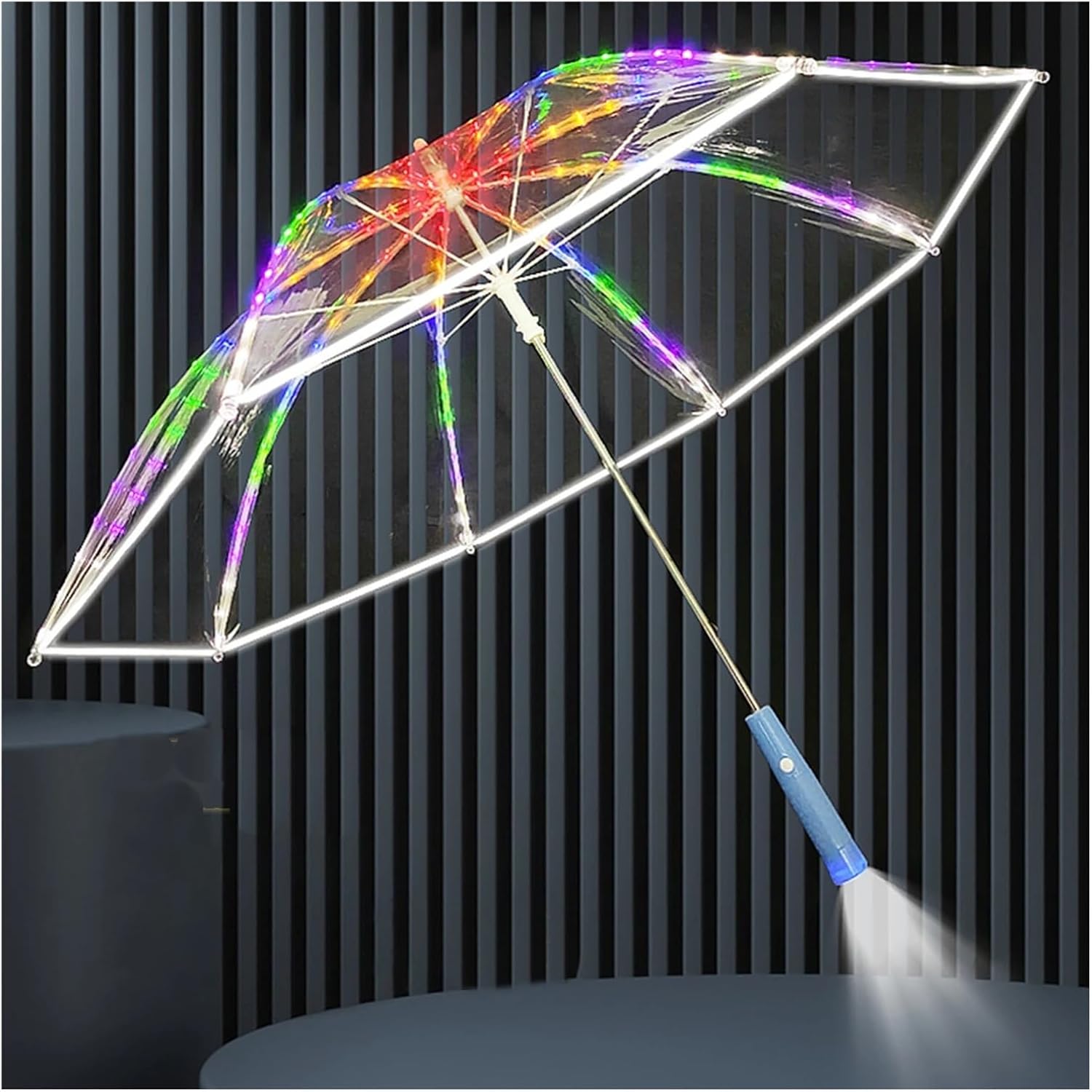 Led Umbrella Colorful Led Clear Umbrellas With Flashlight，Long Handle Transparent Flashlight Light Up Umbrella,for Wedding photography party birthday christmas gifts