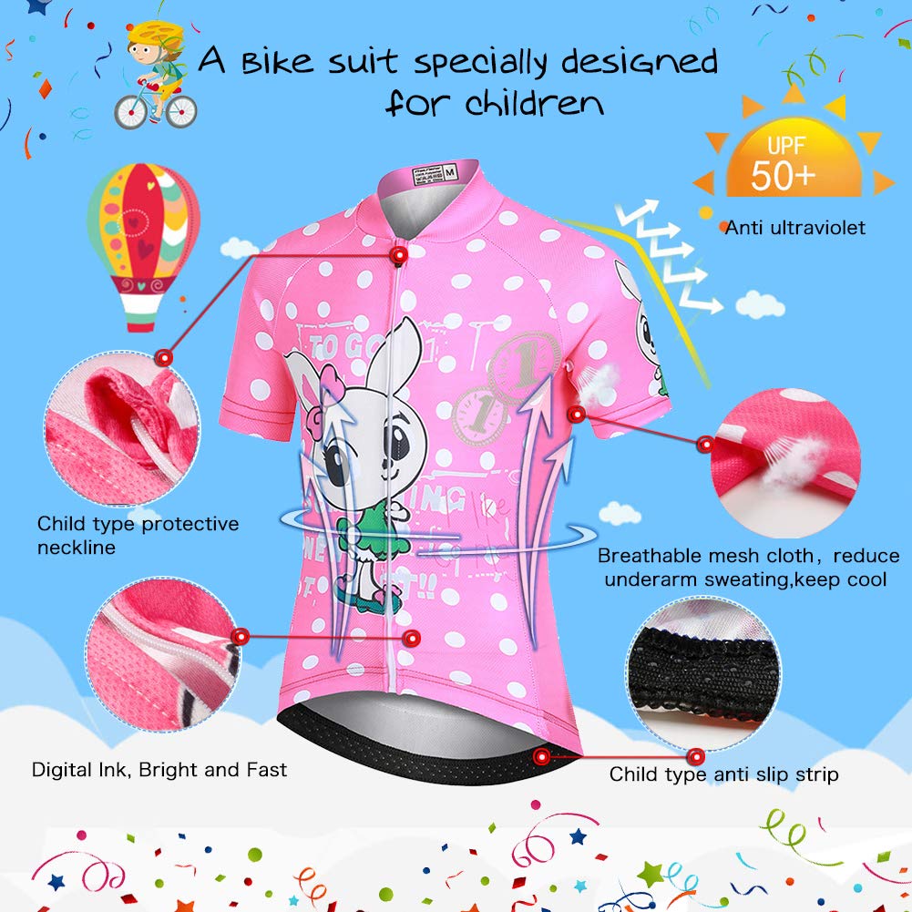 Unisex Enfant Garçon Fille Maillot de Cyclisme Set Manches Courtes Jersey avec 3D Rembourré Coussin
