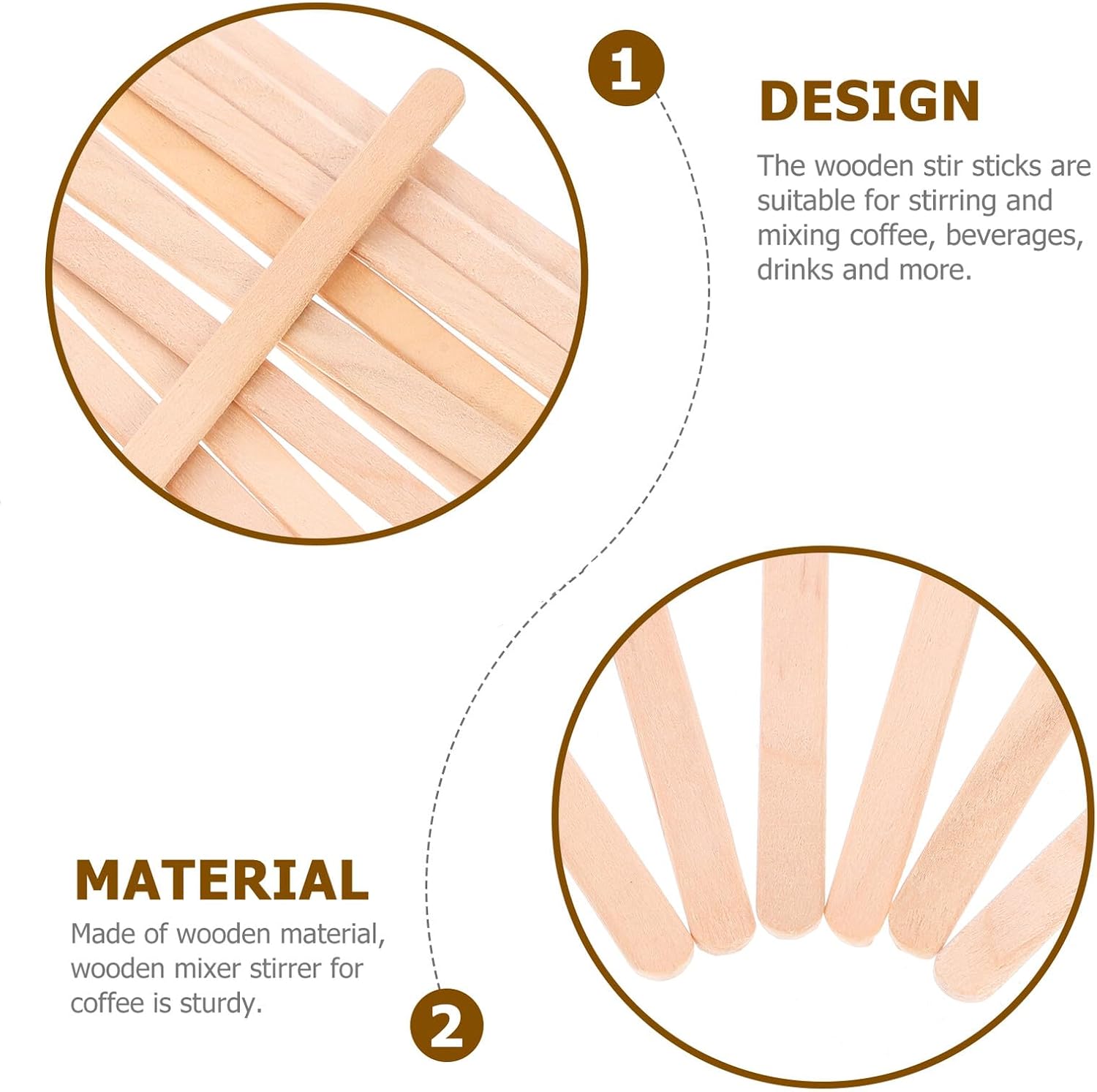 BESPORTBLE 500 pcs Natural Wood Stirrer Sticks Smooth Surface Disposable Coffee Mixers for Beverages and Drinks Sturdy Wooden Coffee Stirring Sticks Safe for Home and Office Use