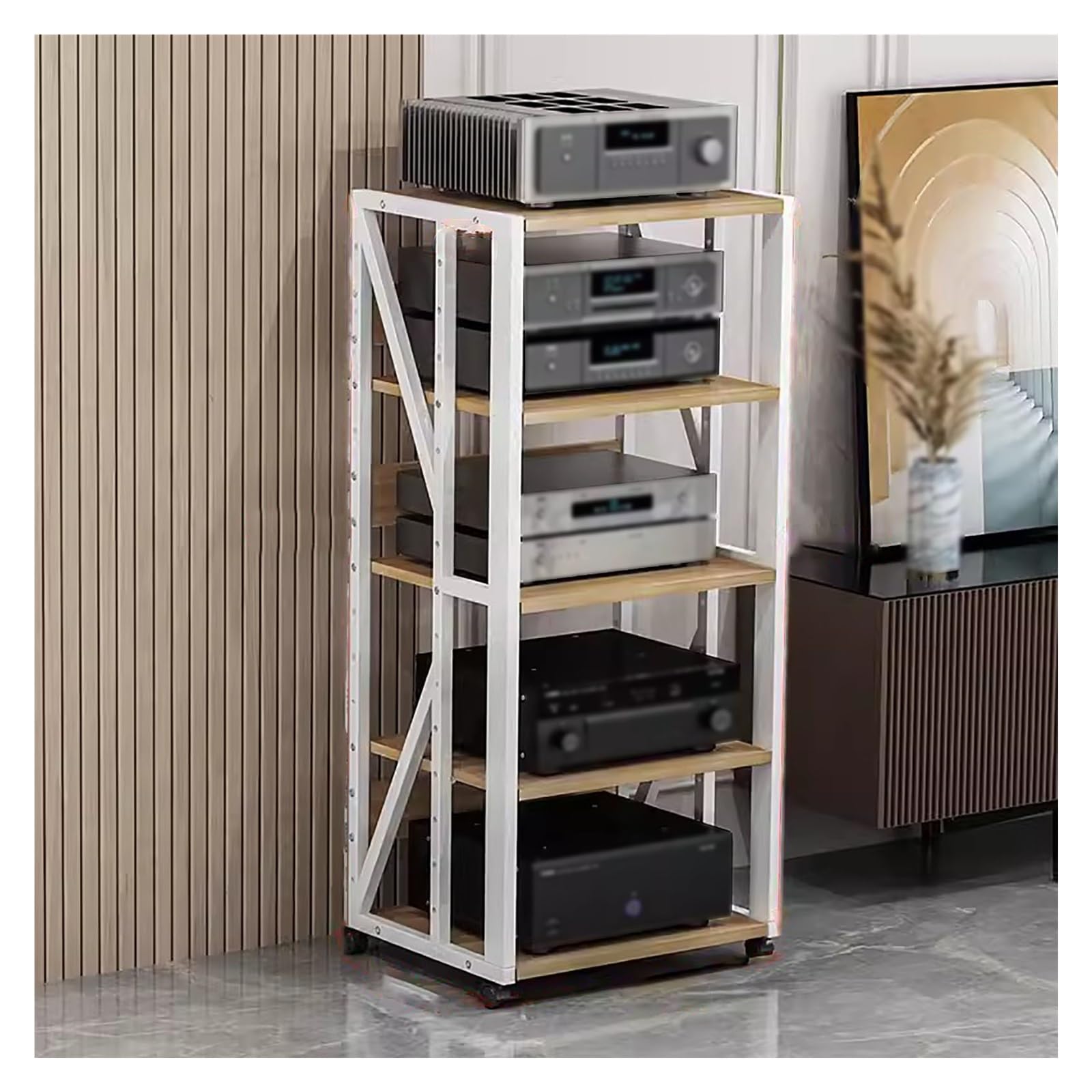 Tour audio vidéo d'angle pour tourne-disque et haut-parleurs de salon