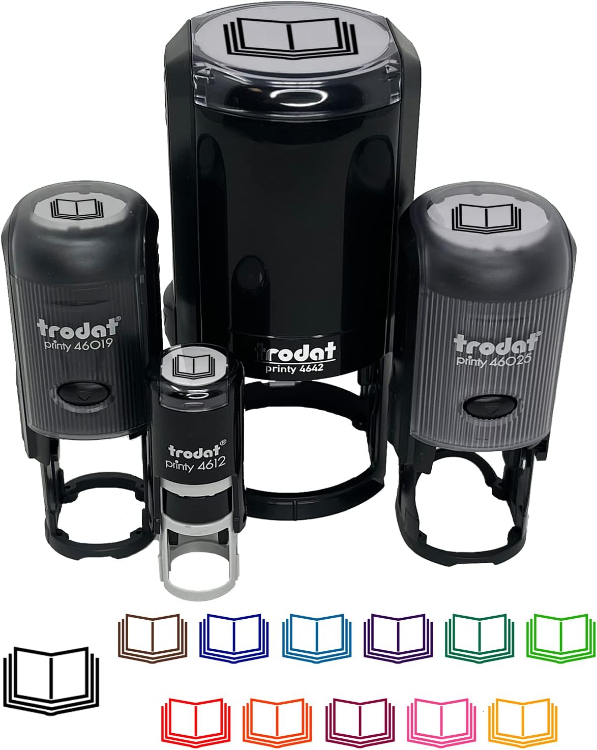 Open Book Reading Symbol Self-Inking Rubber Stamp Ink Stamper for Stamping Crafting Planners - 1-1/2 Inch Large - Blue Ink