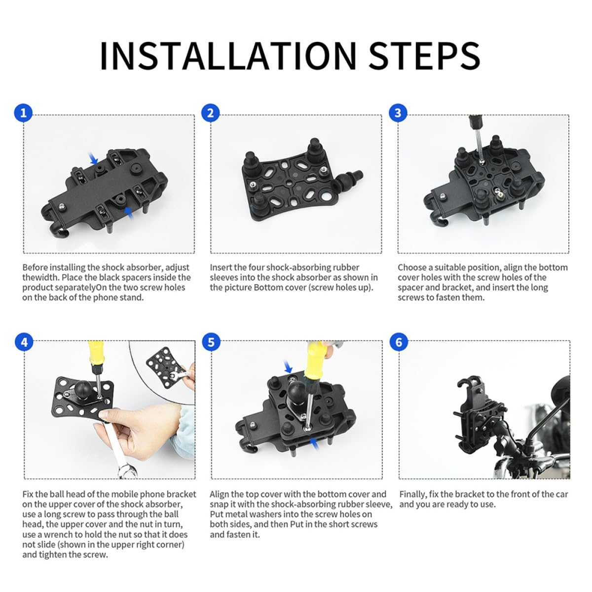 UKCOCO 2sets Supporto Smartphone Antivibrante Per e Bicicletta Portacellulare Manubrio Stabilità Eccellente Installazione Facile Compatibile Con Smartphone Di Diverse