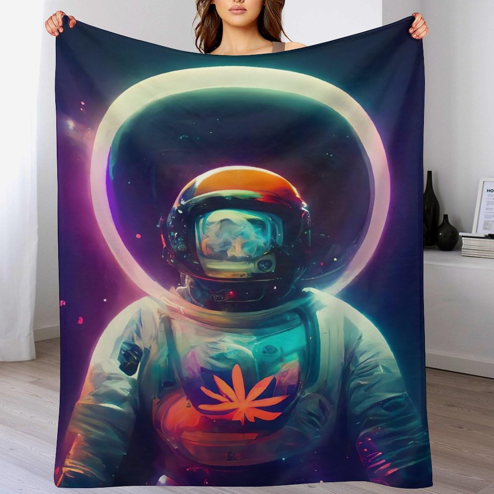 Manta de astronauta de franela gris suave para sofá y salón de 150x200 cm