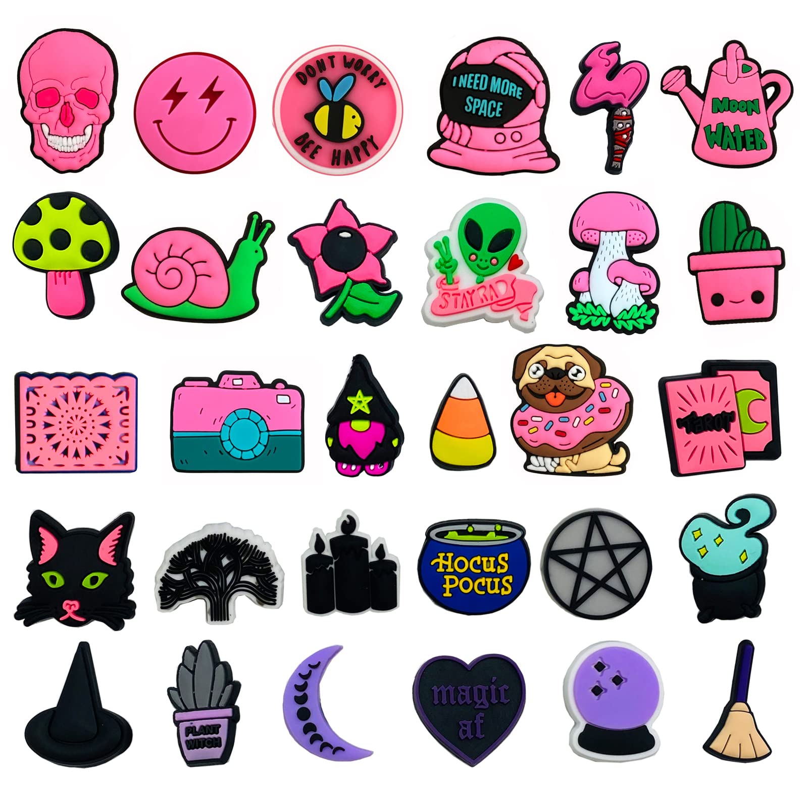 Coio25 30 40 55 120 PCS Shoe Charms for clog Bubble Slider Sandals Mix Theme Pink Medical Crock Charms Helloween for Shoes DIY Wristband Bracelet Decorations for Girls Boys Men Women Adults