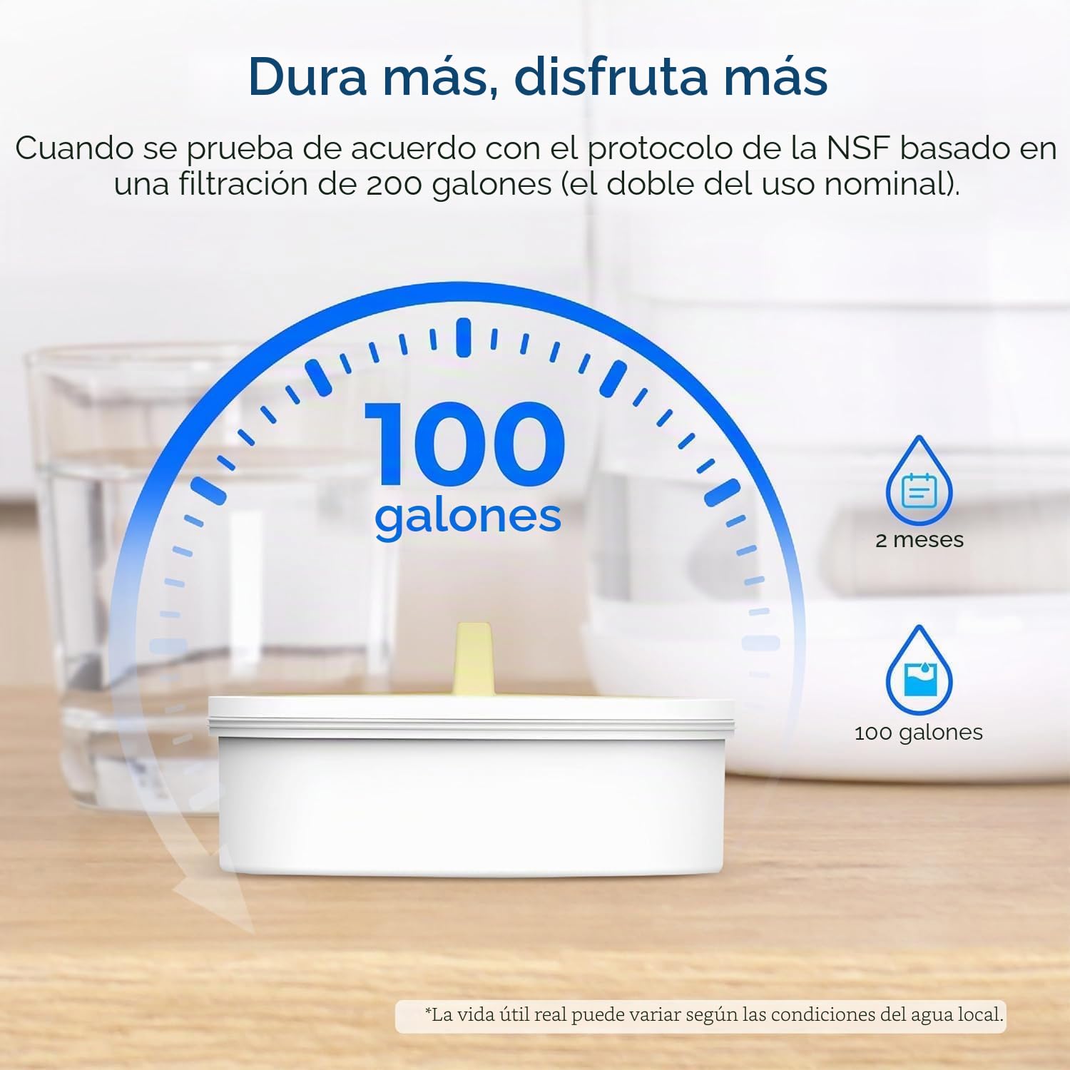 Waterdrop Jarra de Filtro de Agua de Cristal, Jarra de Filtro de Agua de 2,5 L con Filtro de 2 Meses, Certificado NSF 53&42&372, Reduce PFOA/PFOS, Cloro, Cadmio, Cobre, Mercurio, WD-PT-72B