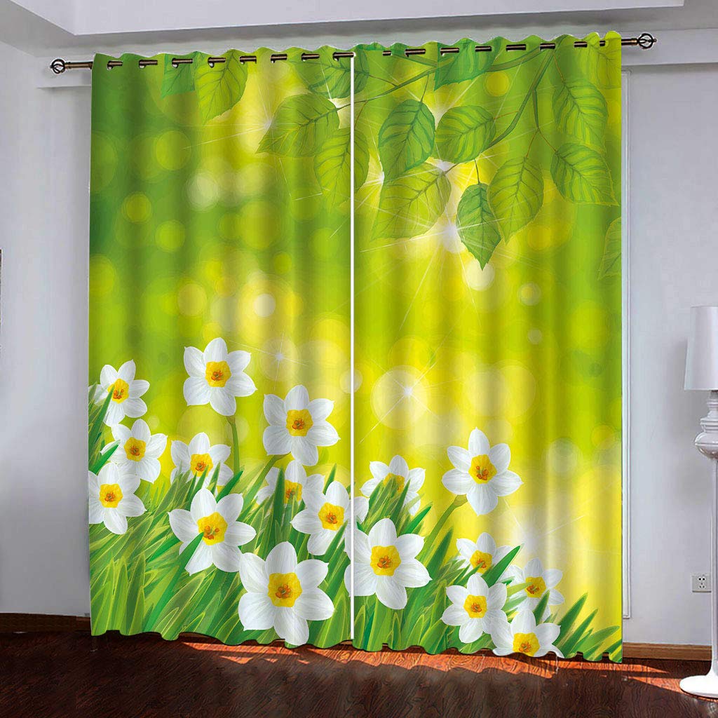 Rideau occultant en jacquard fleuri vert | Isolation thermique d'exception pour salon