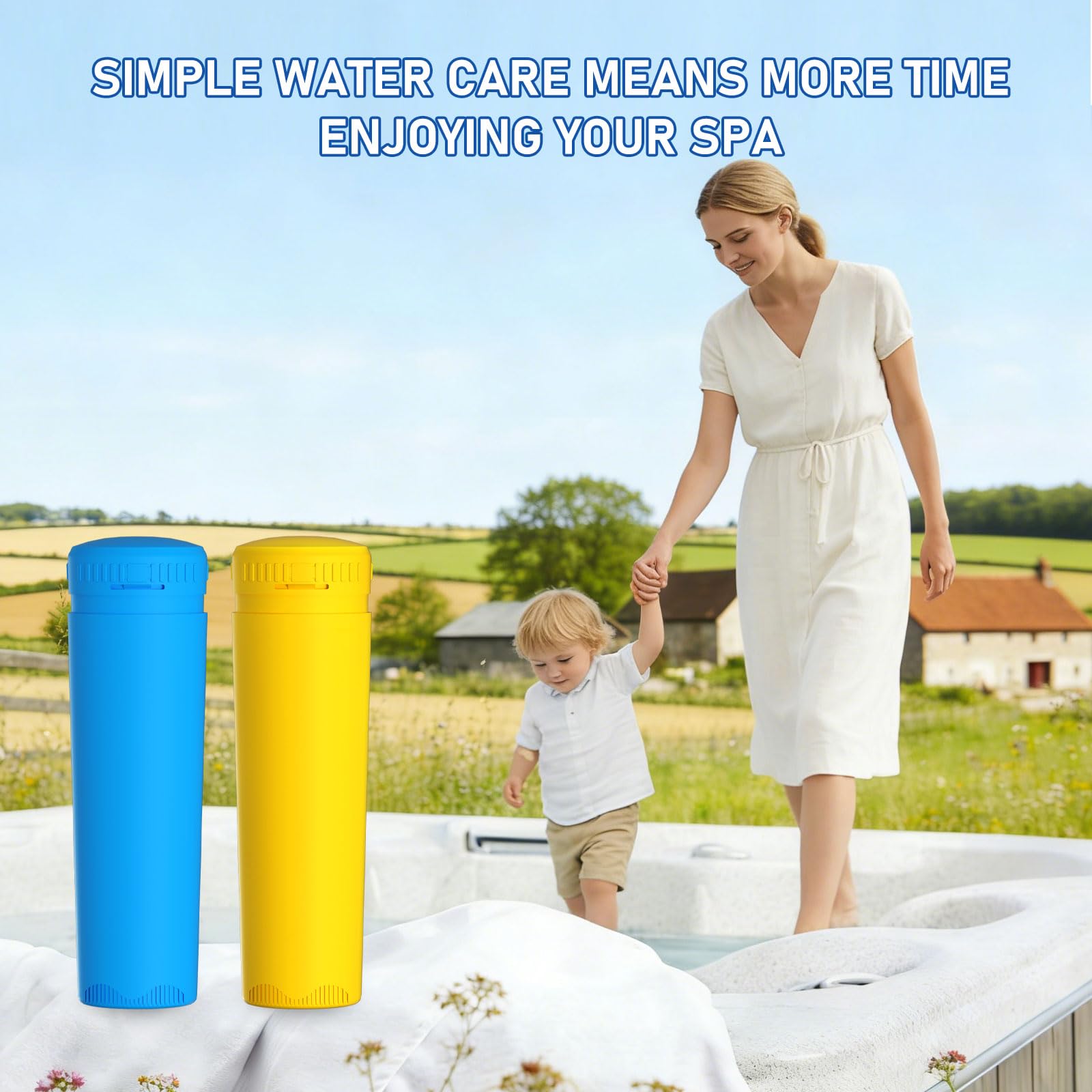 Ersatz-Mineralkartusche + Brom-Kartuschen-Set, kompatibel mit Hot Tub Frog Serene Floating System, 4 Monate, 2 + 6 Stück