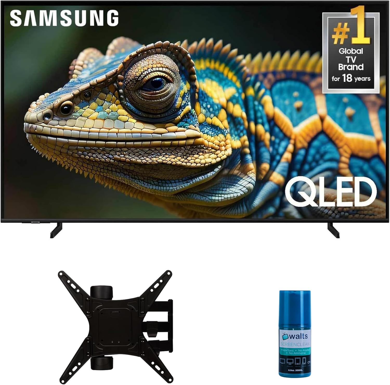 Samsung QN32Q60DAFXZA 32 Inch Q60D QLED 4K Smart TV with Quantum HDR with a Walts TV Medium Full Motion Mount for 32-65 Inch Compatible TV’s and Walts HDTV Screen Cleaner Kit (2024)