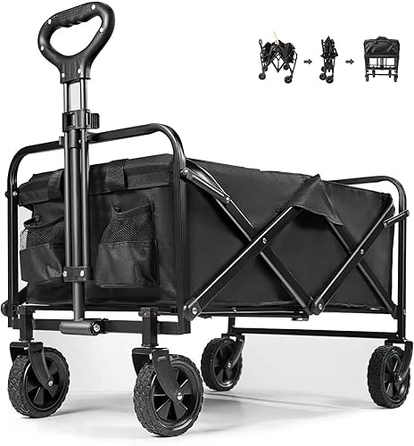 Carro plegable plegable, carro de playa al aire libre, carrito de jardín resistente con ruedas todo terreno,