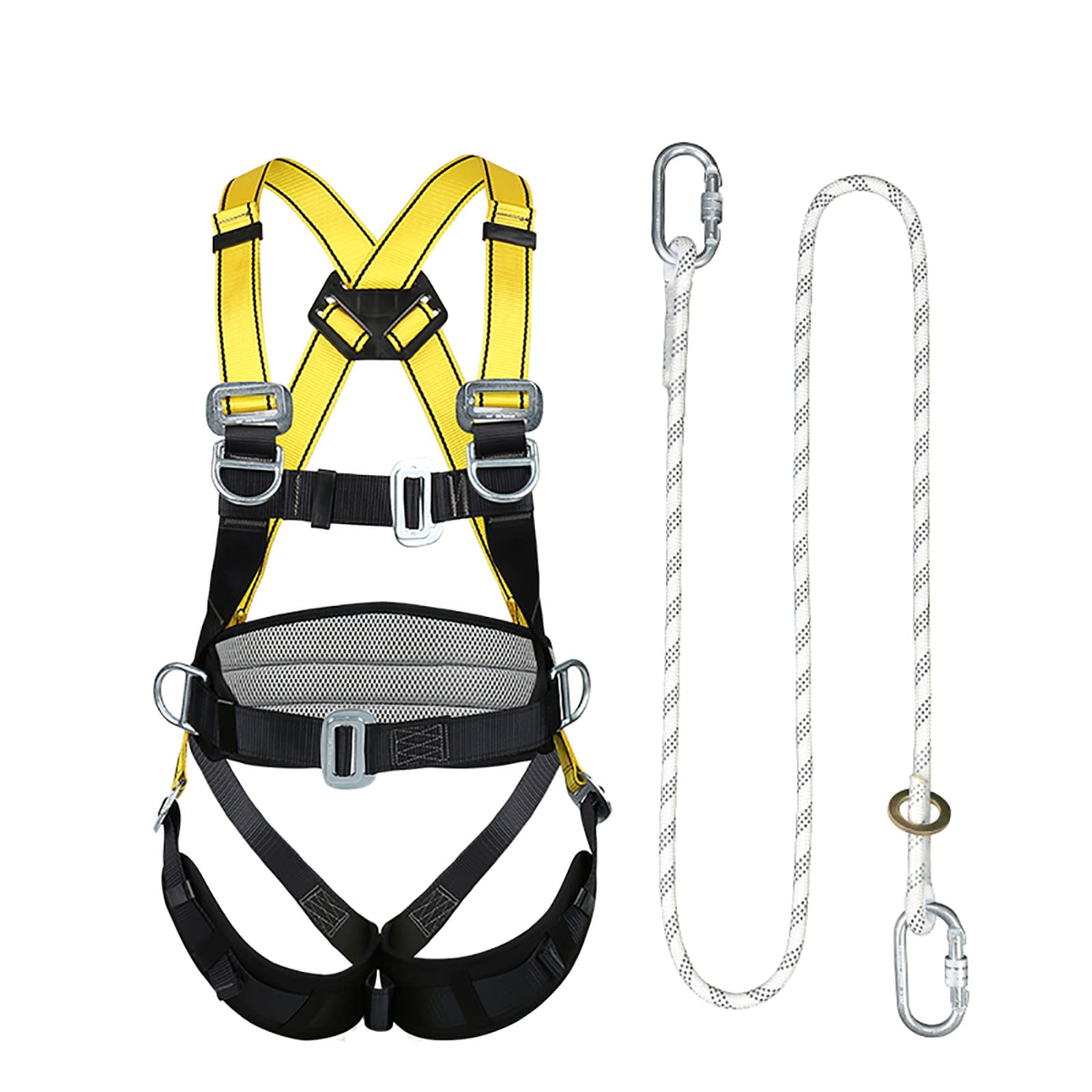 SwaYve Cinturón de Seguridad para Trabajos Aéreos, Protección de Cintura de 5 Puntos, Arnés de Seguridad de Cuerpo Completo para Trabajos a Gran Altitud, Prevención de Caídas/Single Rope/3M