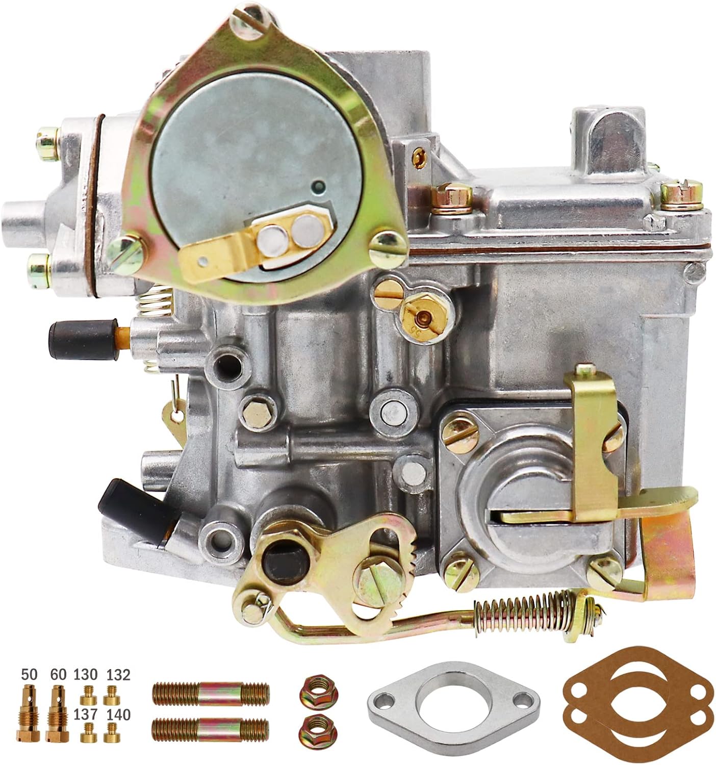 Carburetor 39 PICT for VW Beetles Super Beetles 1971-1979 Dual Port 1600cc Engine 12V Air Cooled Type 1 Engines Automatic Choke Thing Karmann Ghia Squareback Transporte OEM#113129031K,98-1289-B