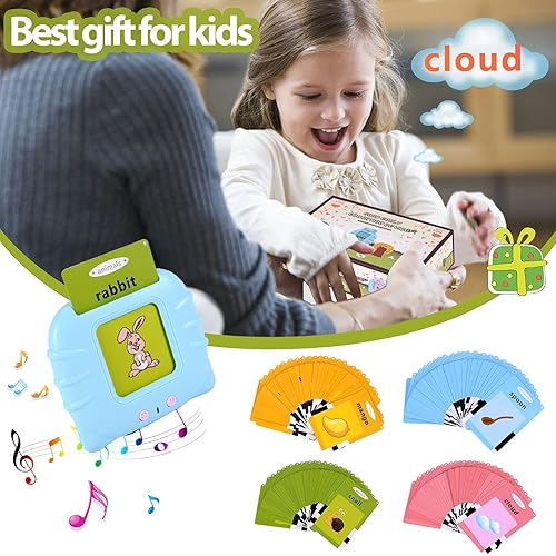 Miniatura 7 de Mazqetih Tarjetas flash para niños pequeños de 2 a 7 años 112 tarjetas electrónicas audibles juguetes educativos para hablar preescolar 224 palabras