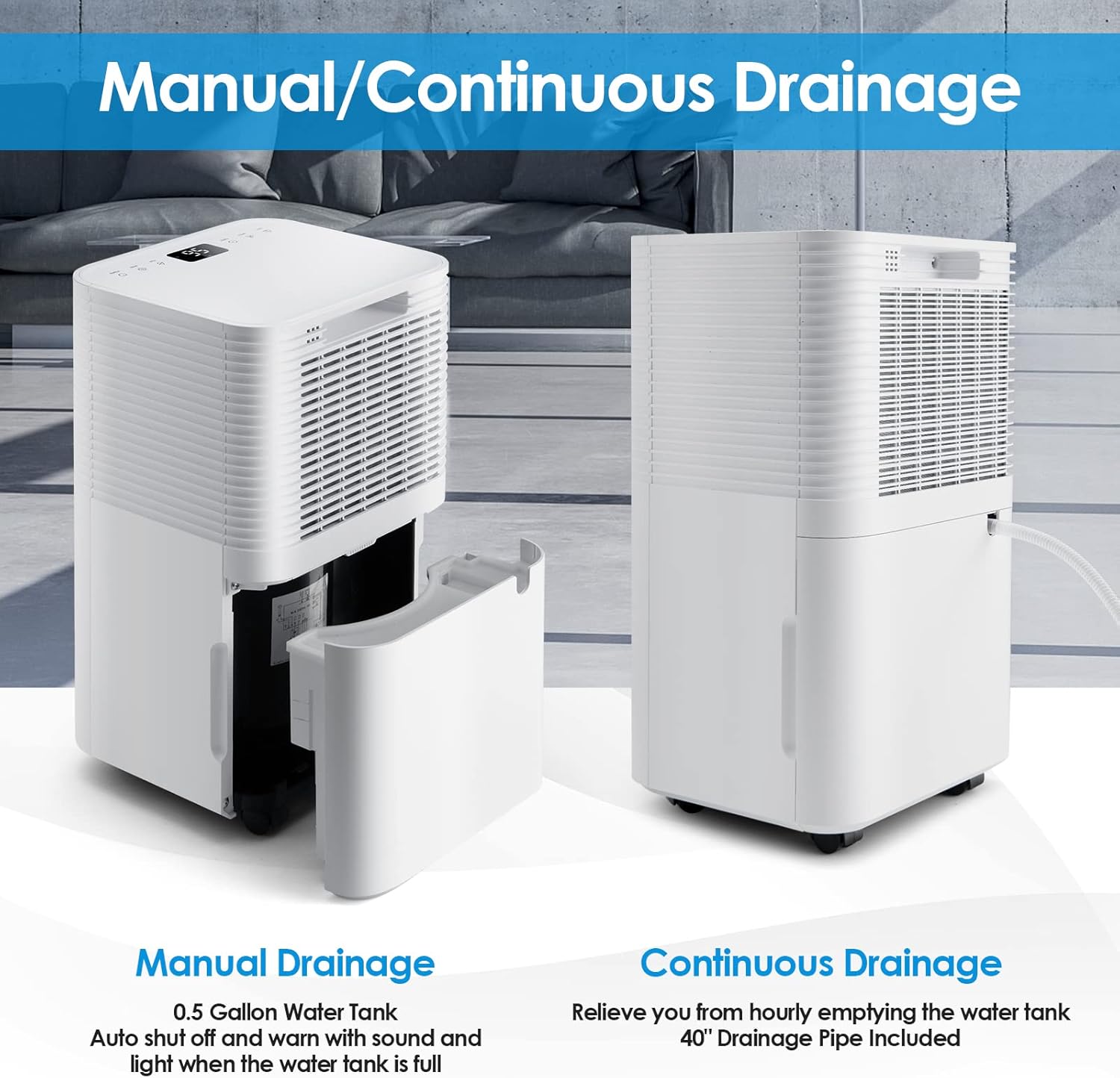 COSTWAY 2,000 Sq. Ft Dehumidifier for Home, 32 Pint Dehumidifier with 3 Modes, 2 Speeds, LED Touch Control Panel, 24H Timer Child Lock & Overflow Protection, Bedroom, Basement