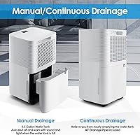 Vista 6 de COSTWAY Deshumidificador de 2,000 pies cuadrados para el hogar, deshumidificador de 32 pintas con 3 modos, 2 velocidades, panel de control táctil