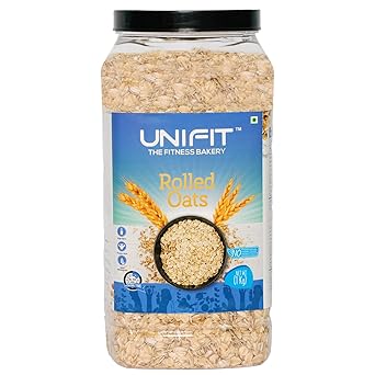 UNIFIT Rolled Oats | 100% Wholegrain Oats | Healthy Breakfast | High Fiber & Protein-Rich Diet Food | Supports Weight Management & Heart Health | 1Kg - image, photos