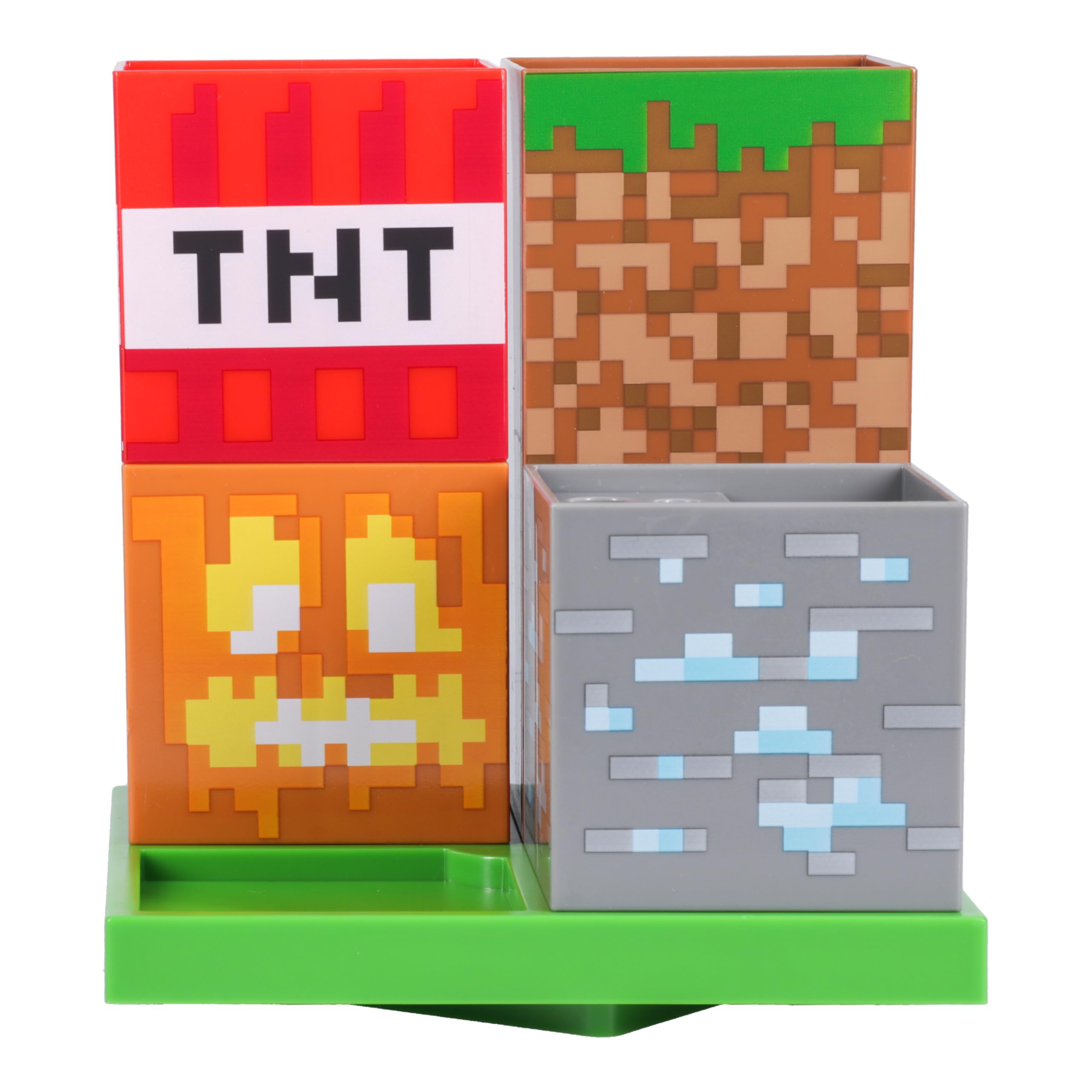 Paladone Minecraft organizer na biurko – oficjalnie licencjonowany, 4 modułowe bloki, regulowany uchwyt na długopisy, dekoracja Minecraft dla graczy, akcesoria na biurko do szkoły lub biura